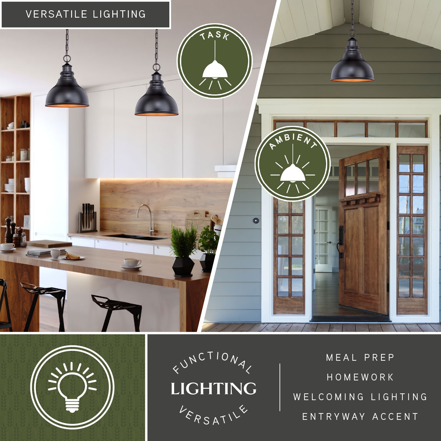Oil Burnished Bronze Farmhouse Pendant Light with Gold Interior