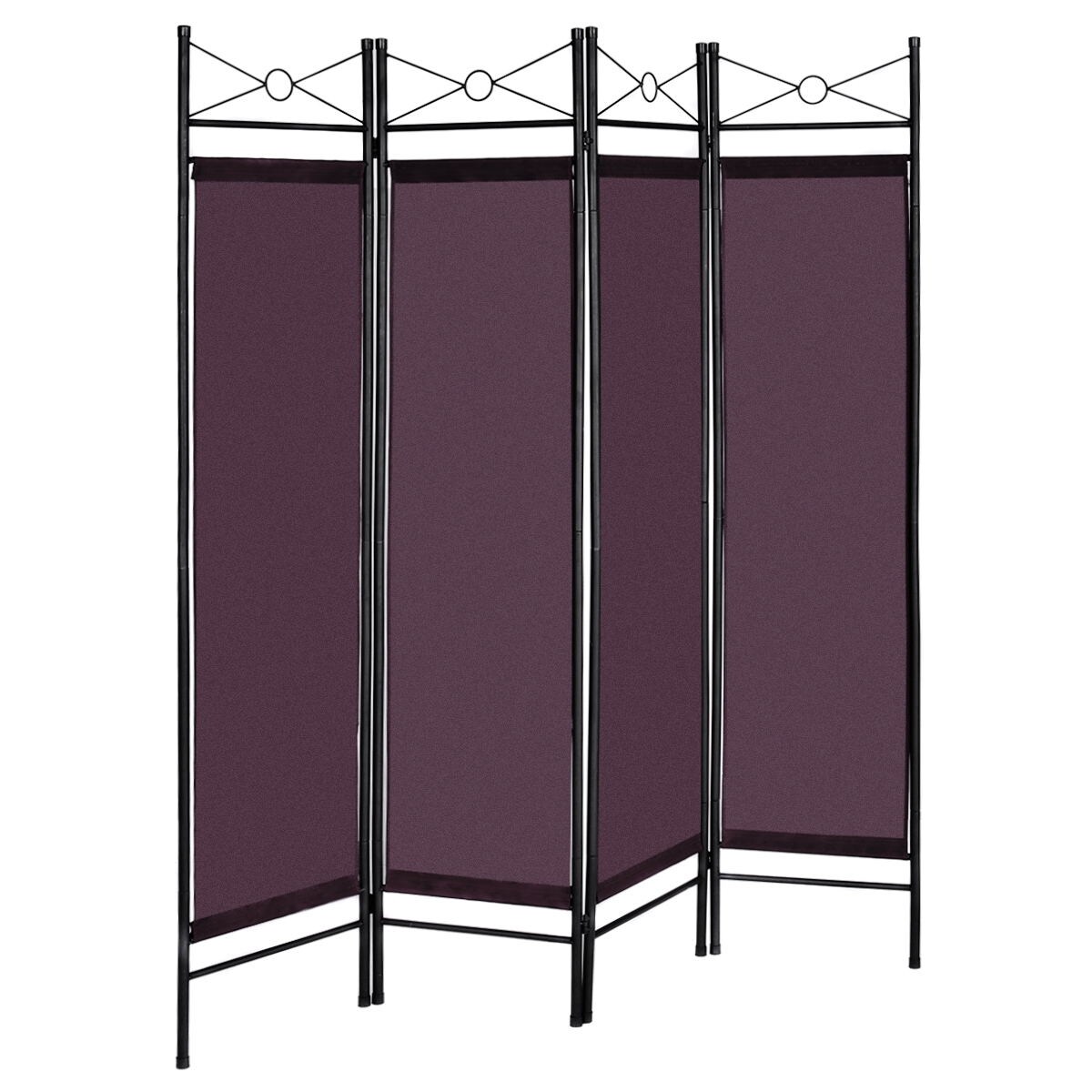 CASAINC WF-HW52018BN-LA 4-Panel Brown Fabric Folding Contemporary/Modern Style Room Divider