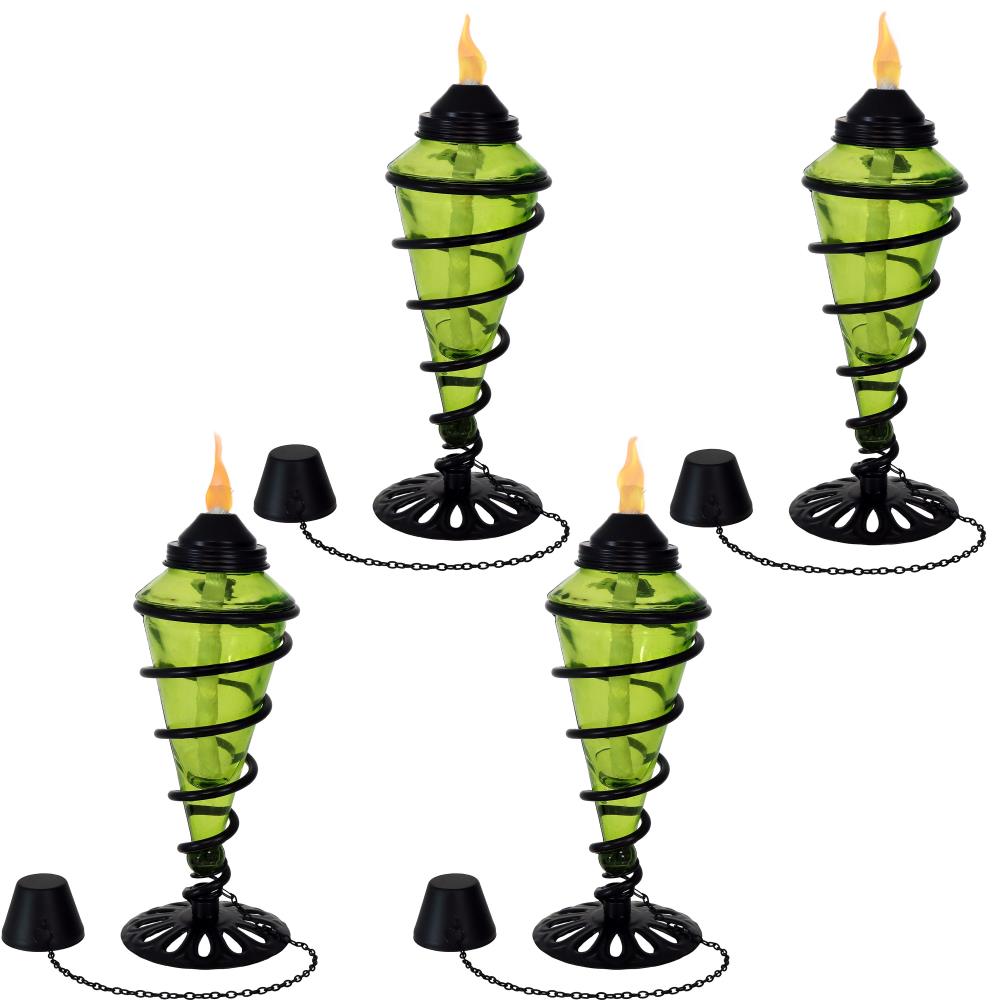 Sunnydaze Decor WKO-139 4-Pack 11.5-in Green Glass Citronella Tabletop Torch