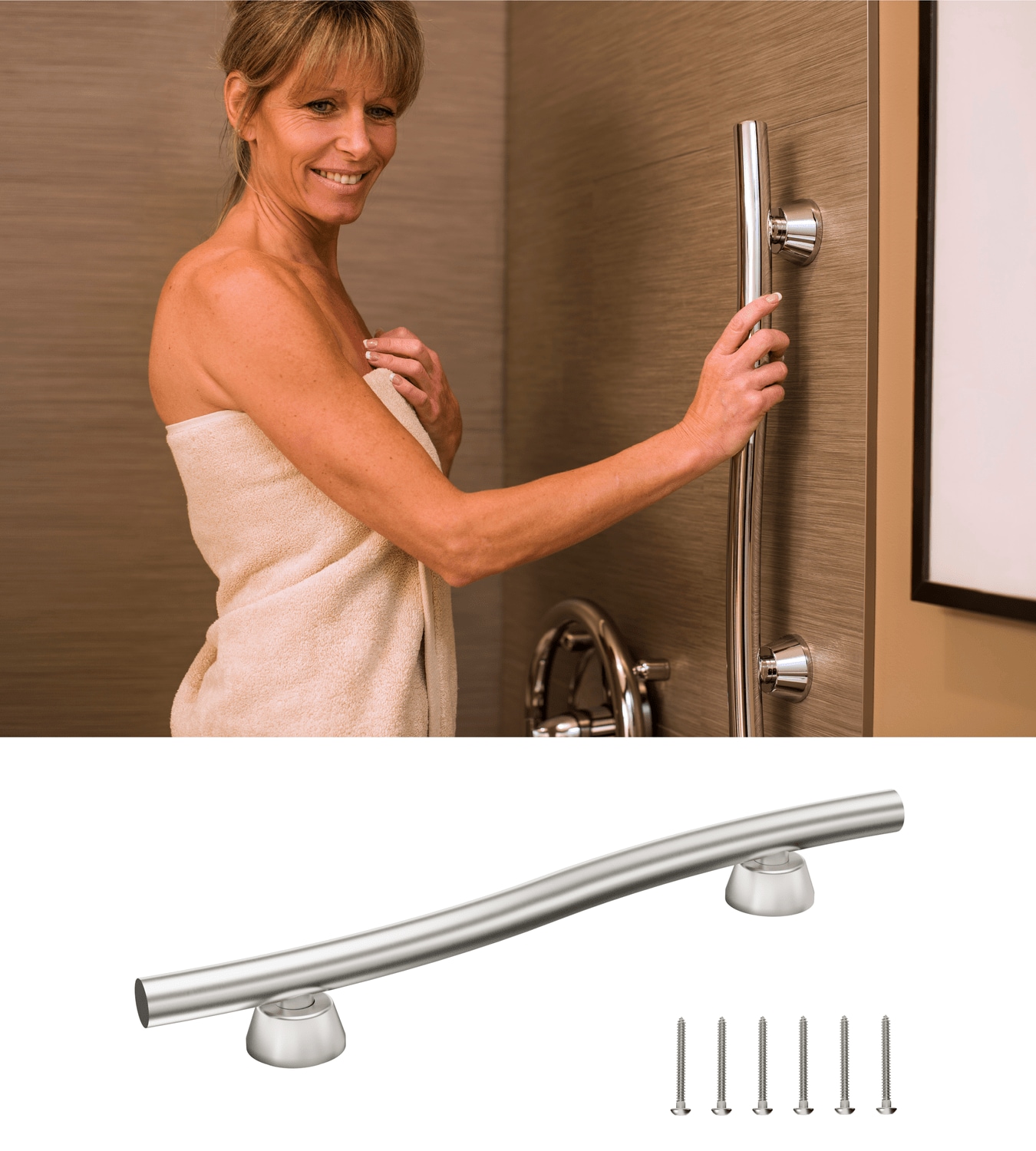 Invisia INV-ACB-BS 20-in Brushed Stainless Wall mount ADA Compliant Grab Bar ( 500-lb Weight Capacity )