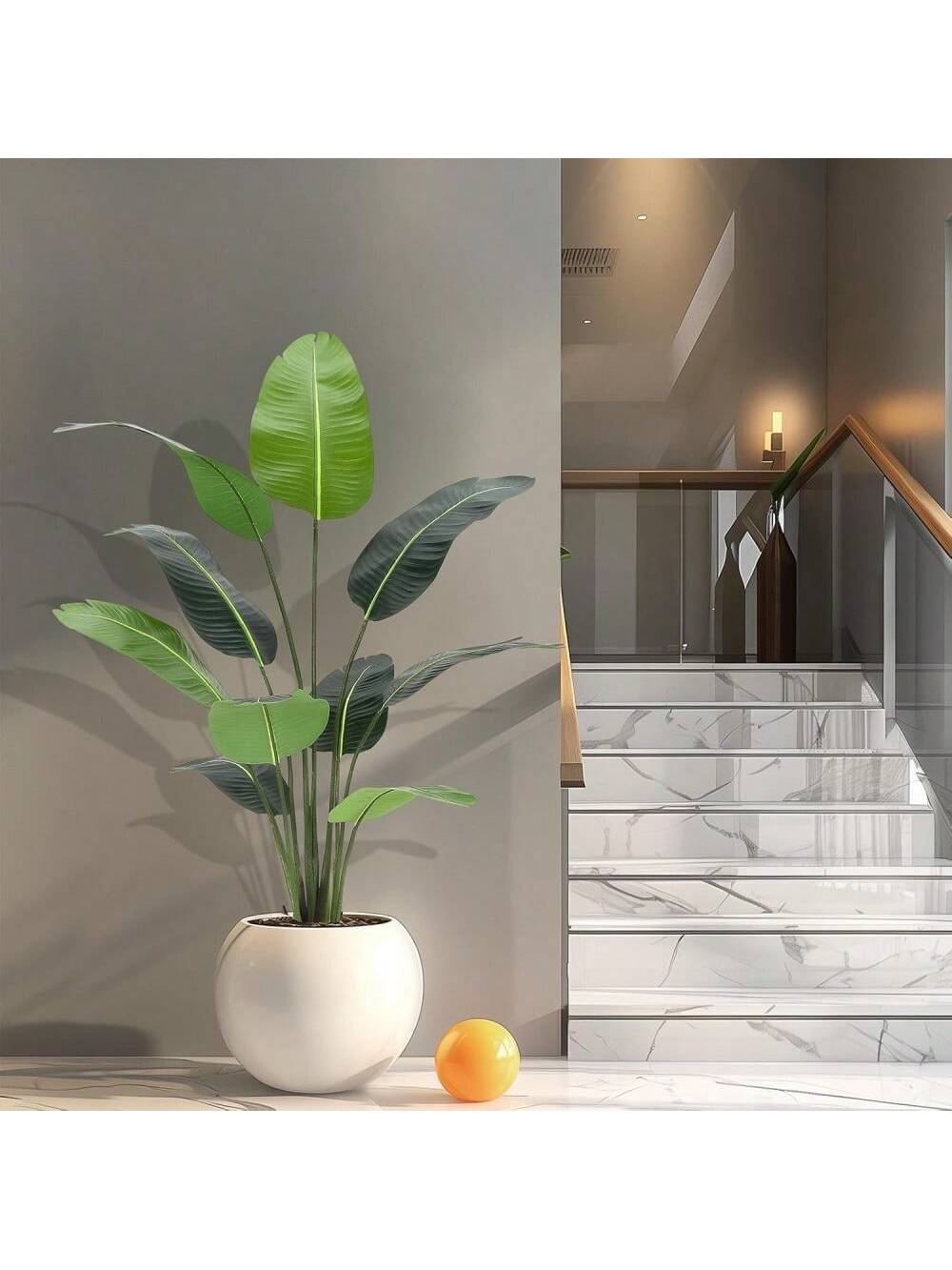 Qeetex PHO-14PJG74K-HF4 2PCS Bird Of Paradise Artificial Tree - 5FT (60 Inches) With 10 Trunks Fake Banana Tree Plant In Pot For Home Decor. Indoor/Outdoor. Big Spaces. Office. Living Room. Patio