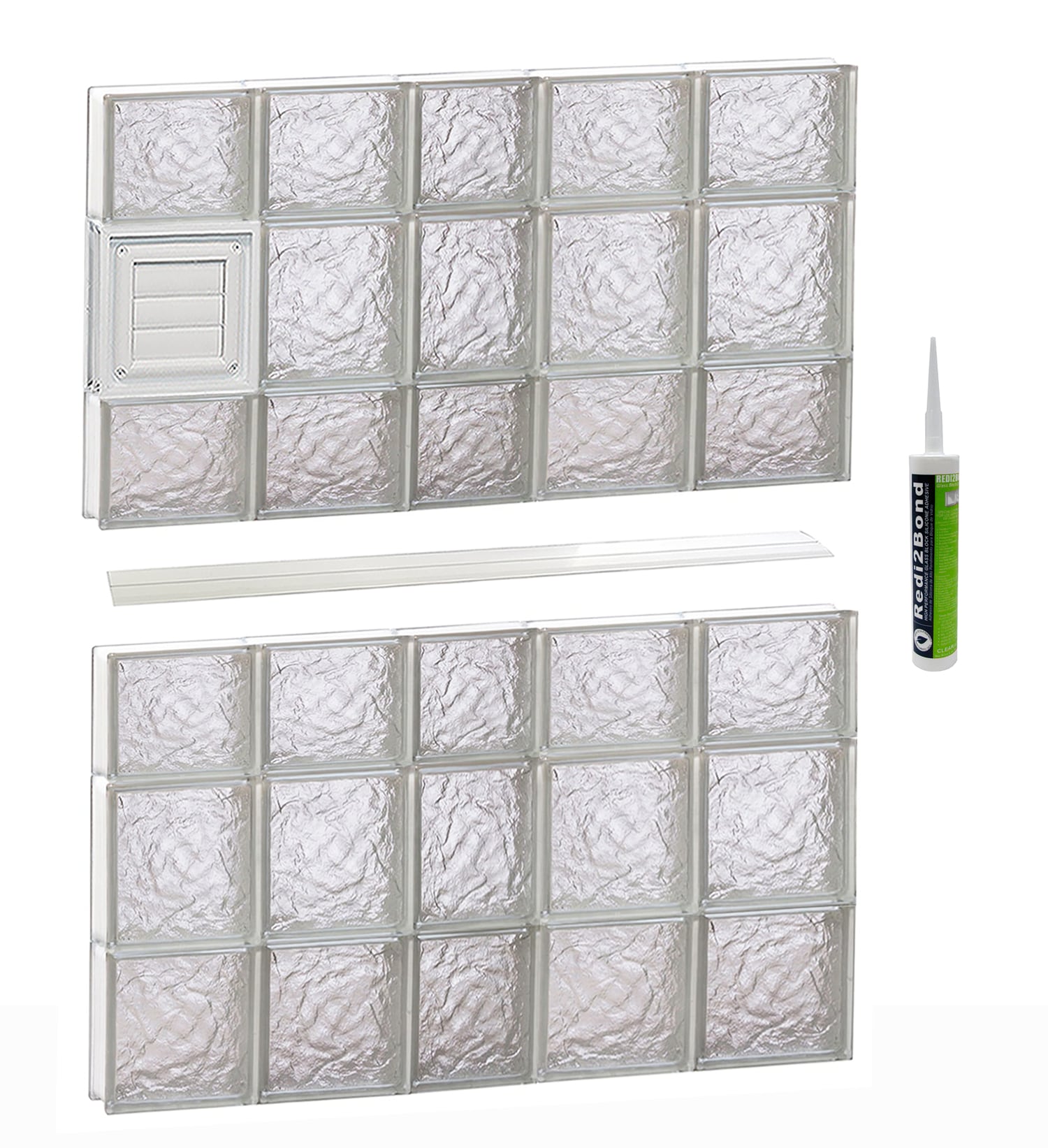 REDI2SET D3842IS Ice Glass 36-3/4-in x 40-1/2-in Frameless Replacement Dryer vent Glass Block Window