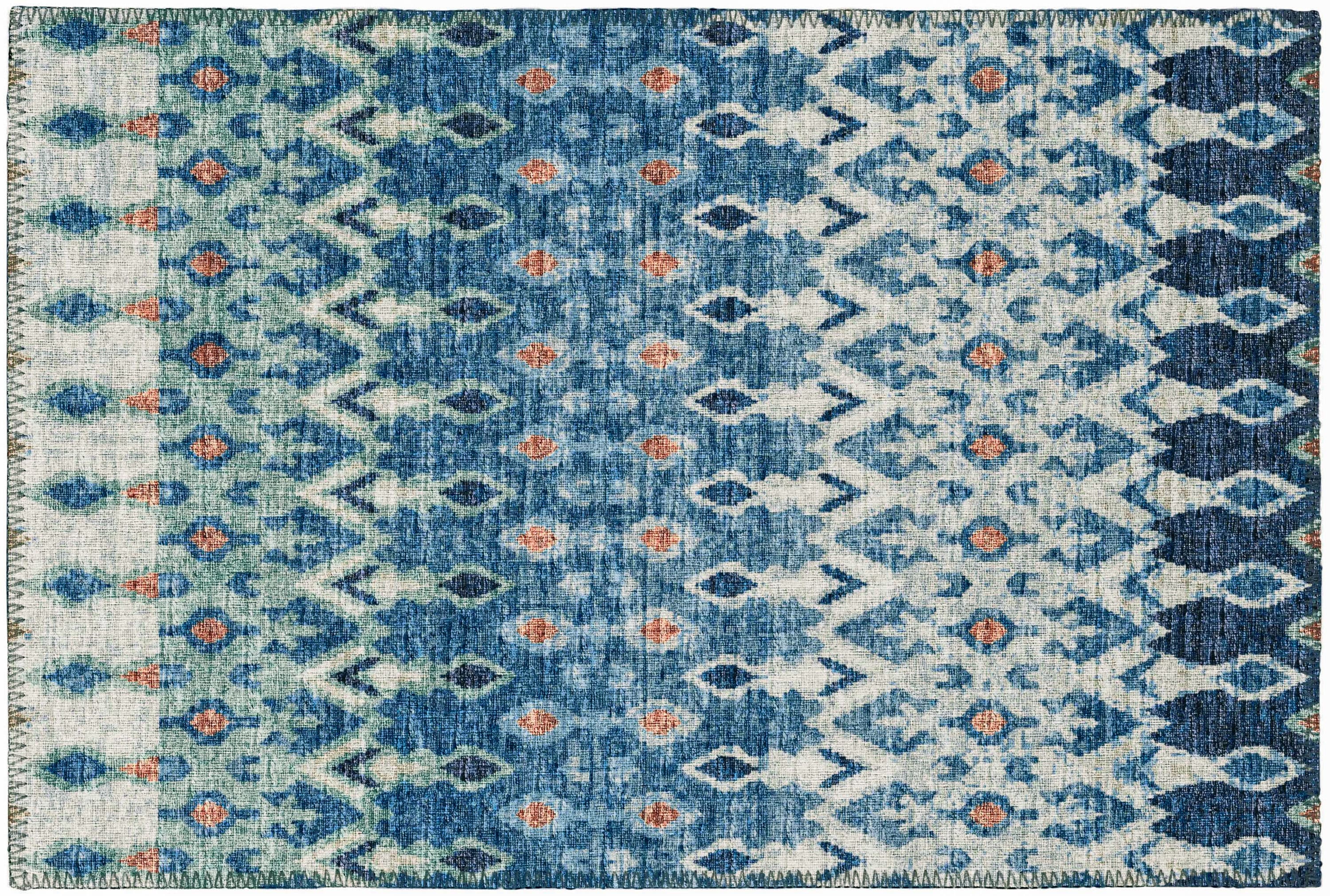 Addison Rugs ABV31SE20X30 Bravado 2 x 3 (ft) Chenille Seaglass Rectangular Indoor/Outdoor Ikat Southwestern Machine washable Throw rug
