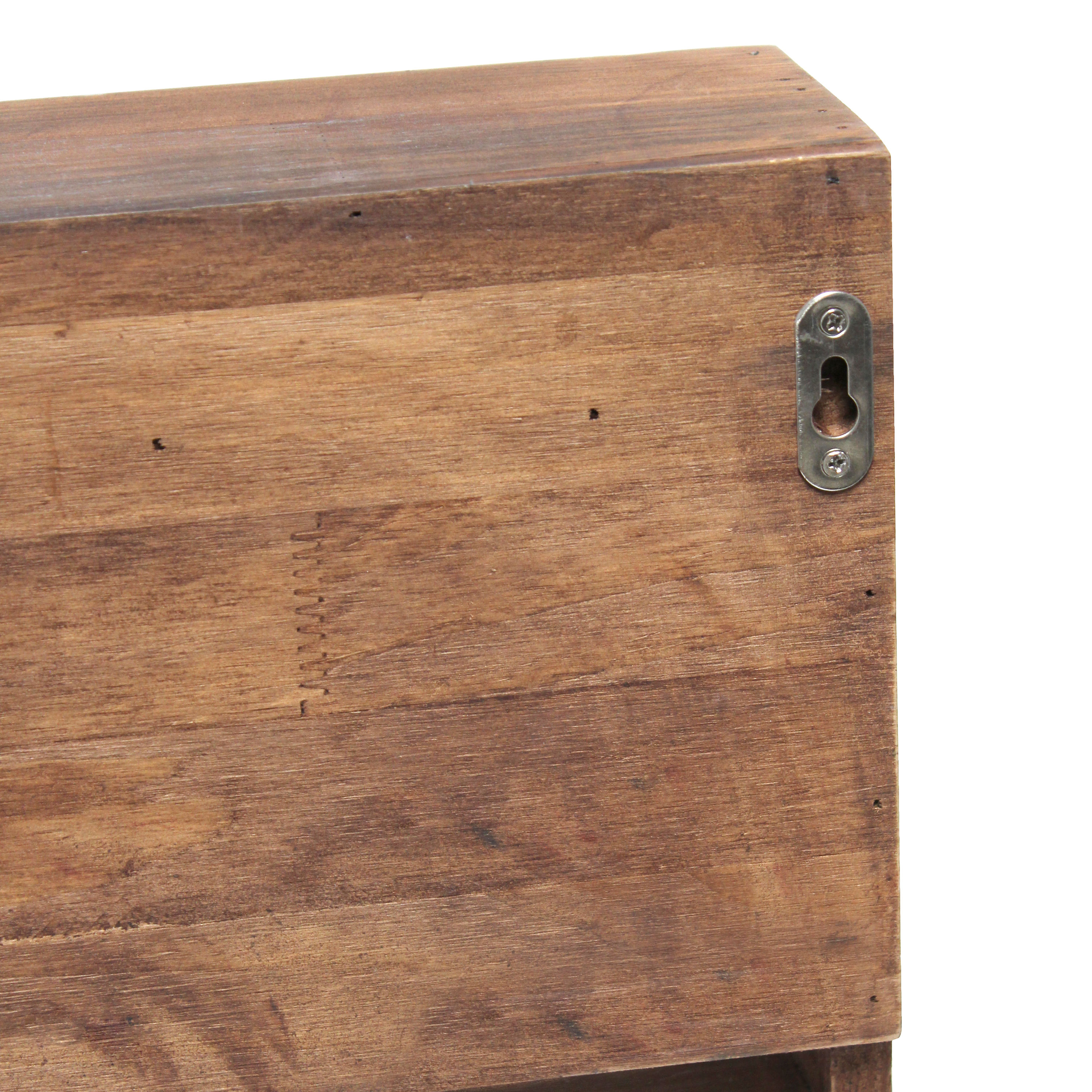 Bartow Restored Wood Wall Mounted Wine Rack with Glass Holder