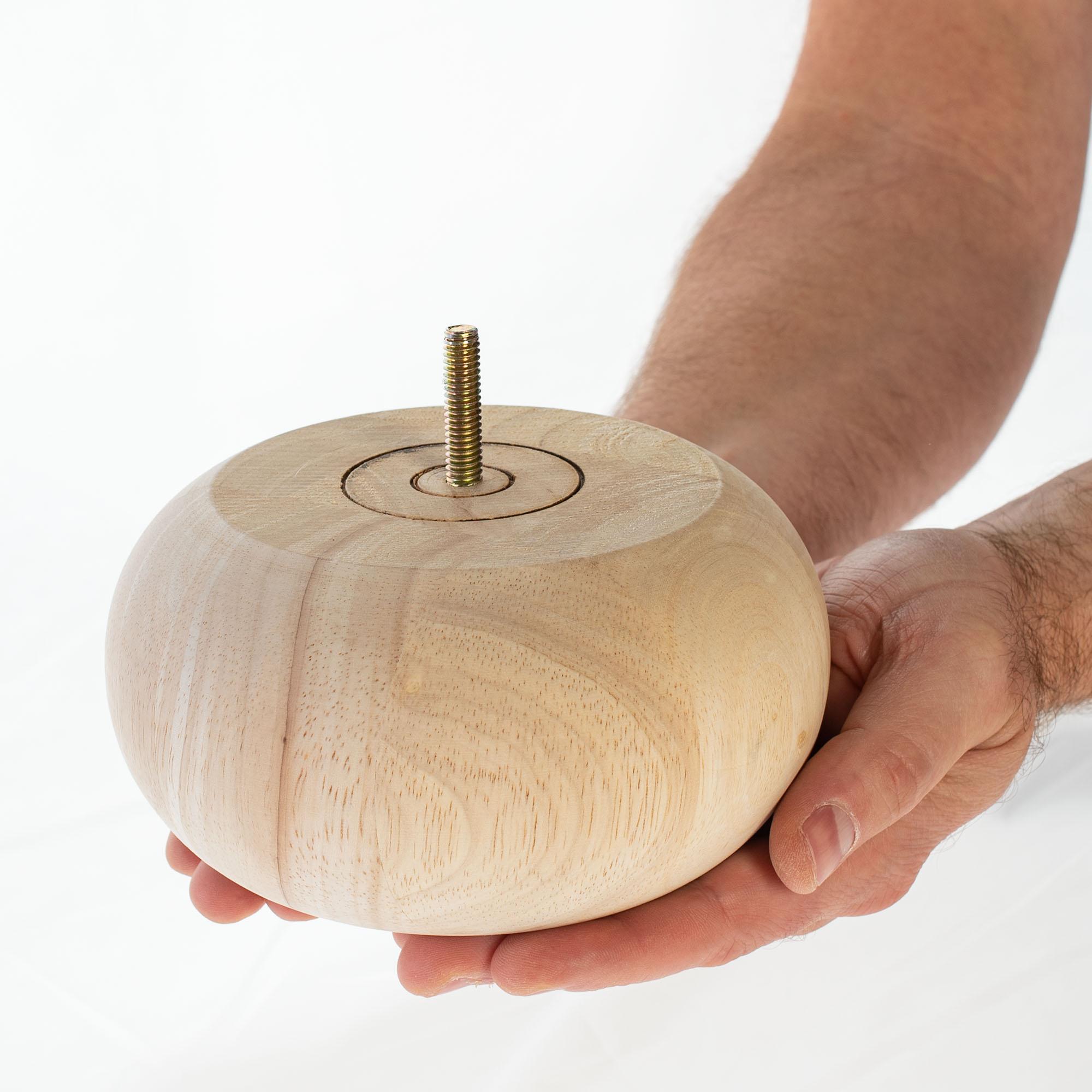 3" x 6" Unfinished Solid Hardwood Round Bun Foot
