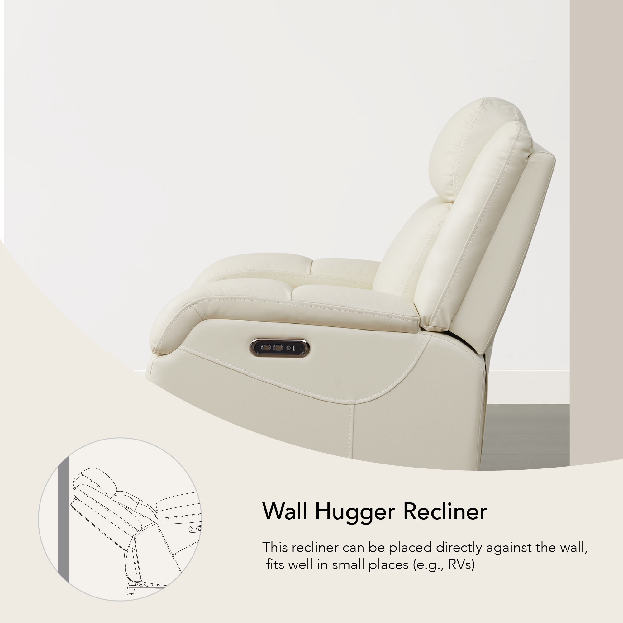 Circle 55 LSME7A6067-CREAM-1S recliners - View #3