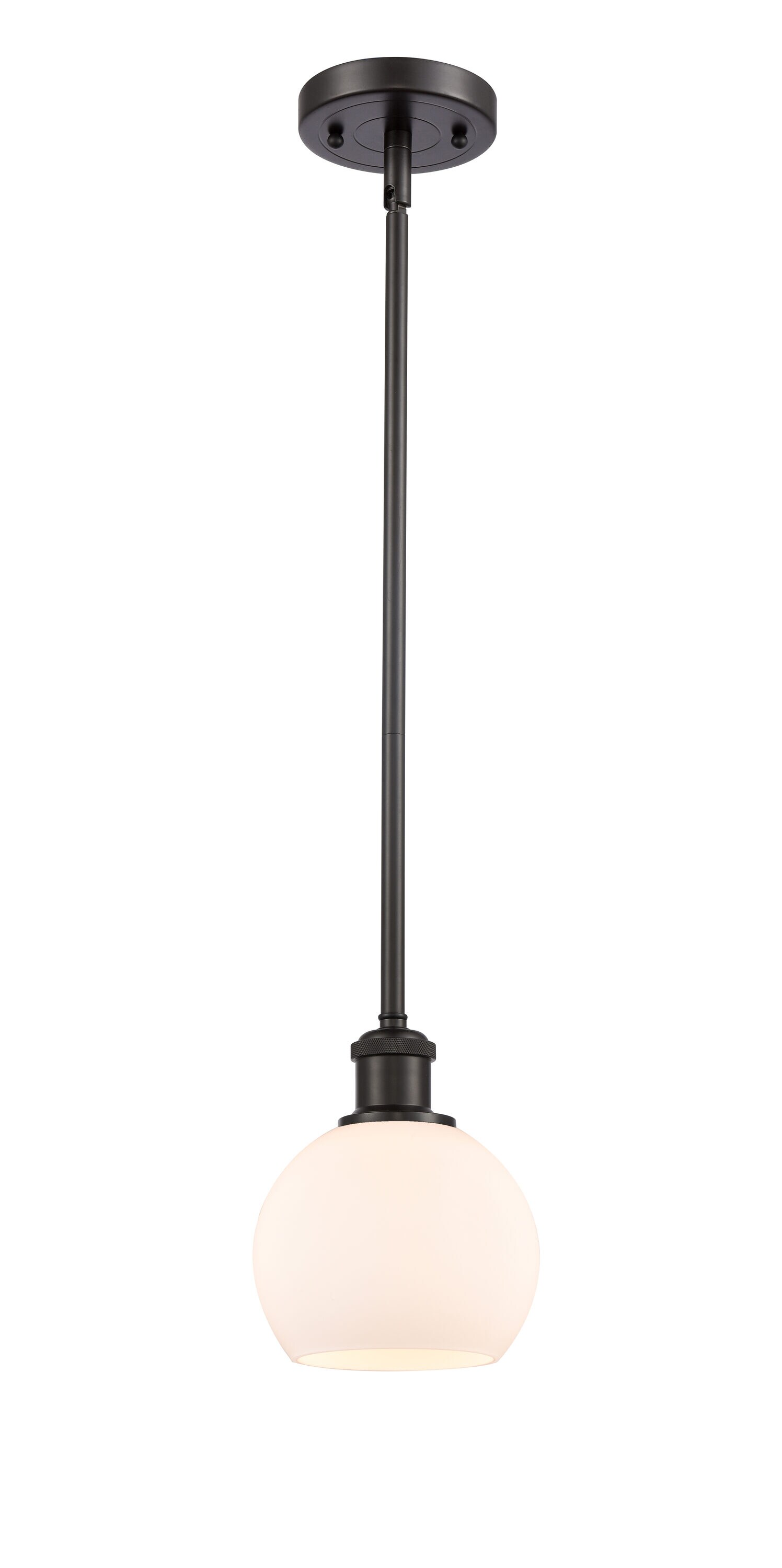 Athens Oil Rubbed Bronze, Matte White Industrial Opal Glass Globe Mini Hanging Pendant Light | - Innovations Lighting 516-1S-OB-G121-6