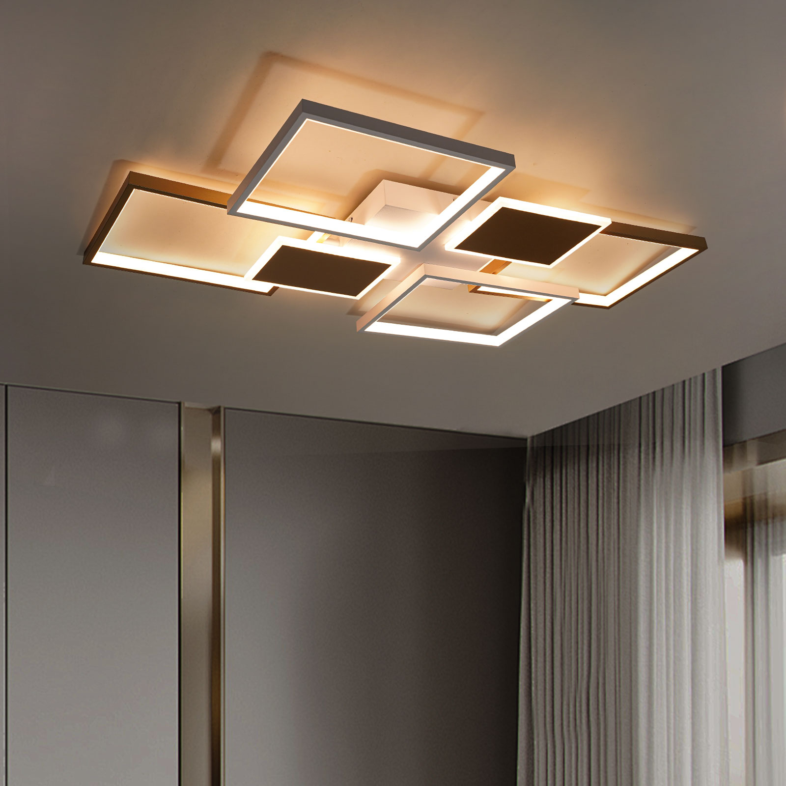Oukaning KBUCNW8PN1-1 1 -Light 35.43-in Brushed Gold Integrated LED Flush Mount Light