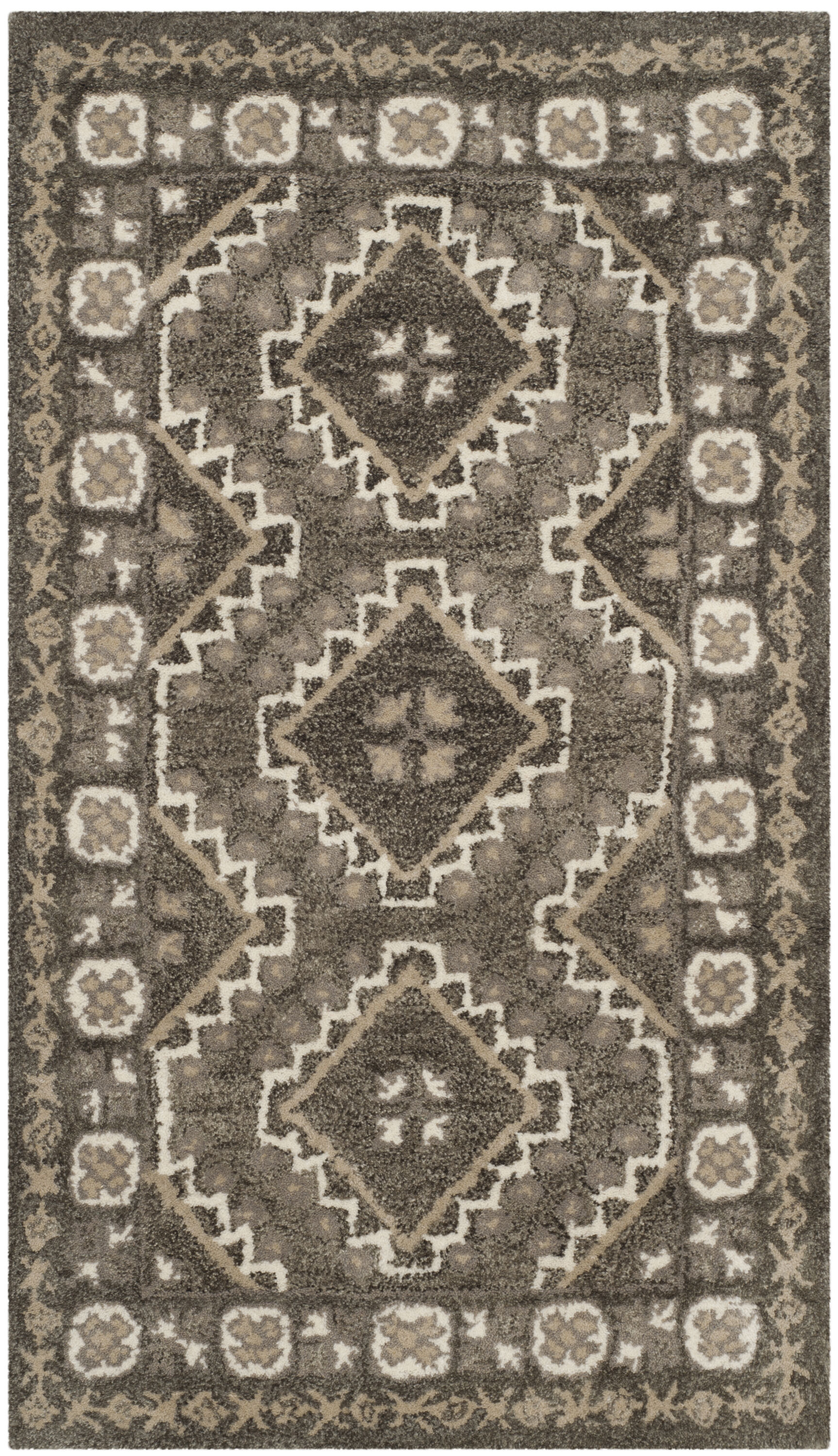 Bella Medallion Geometric Hand-Tufted Wool Area Rug, Brown/Taupe