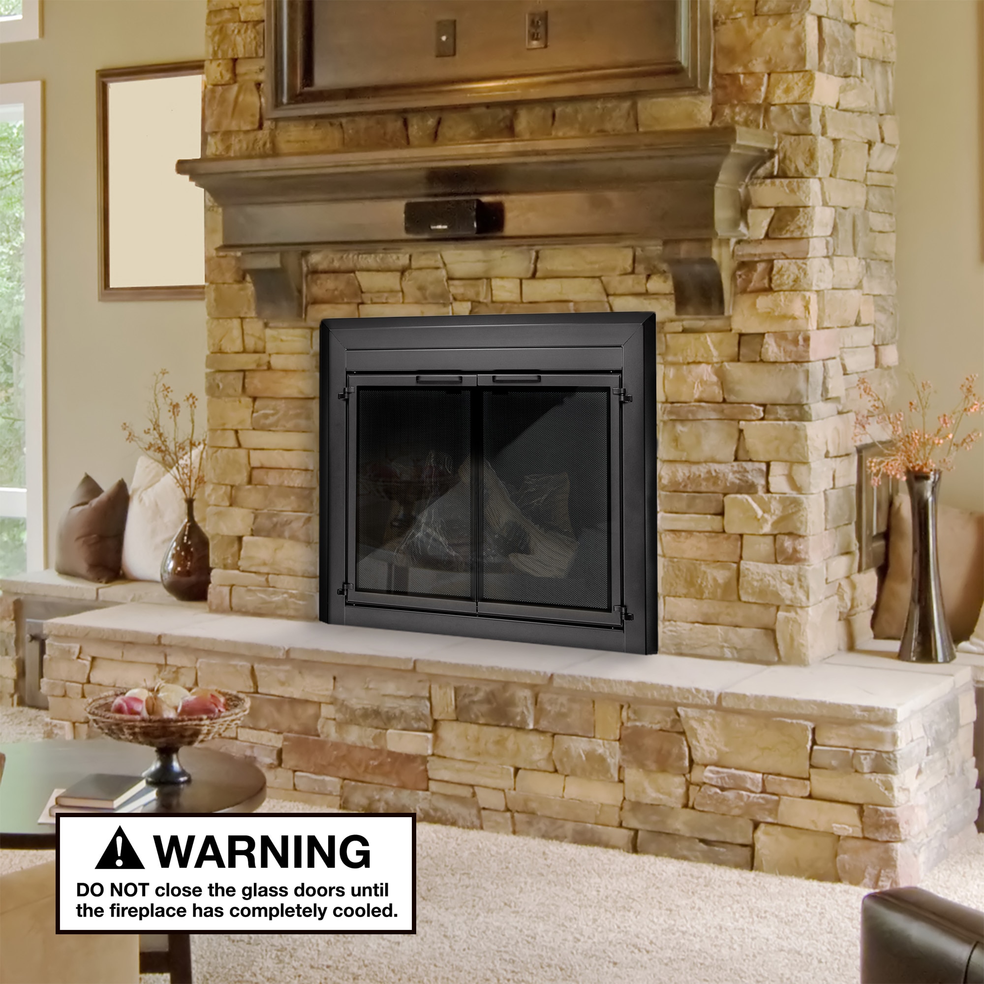allen + roth FPDS102SLV Glass-Fireplace-Doors - View #3