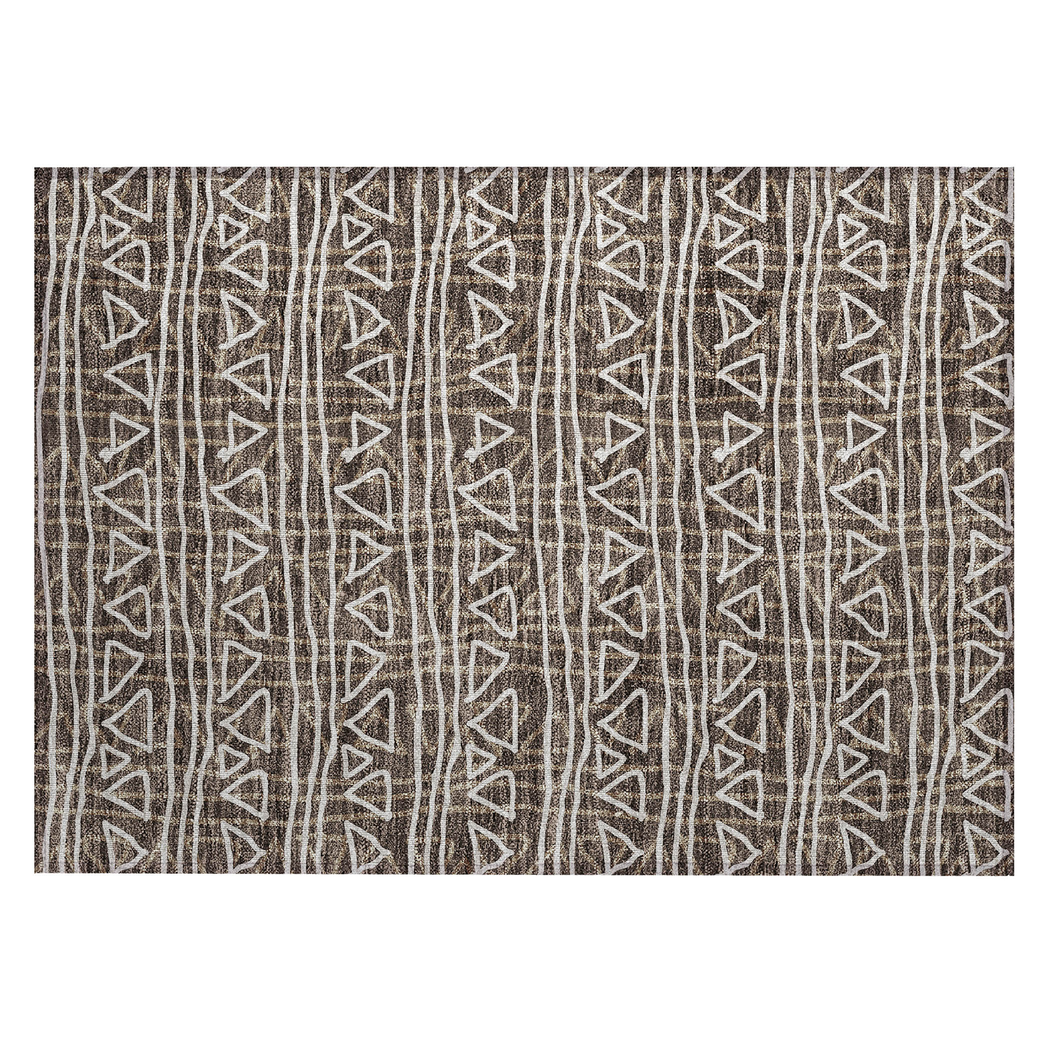 Chocolate Flat Woven Machine Washable Synthetic Rug 1'8" x 2'6"