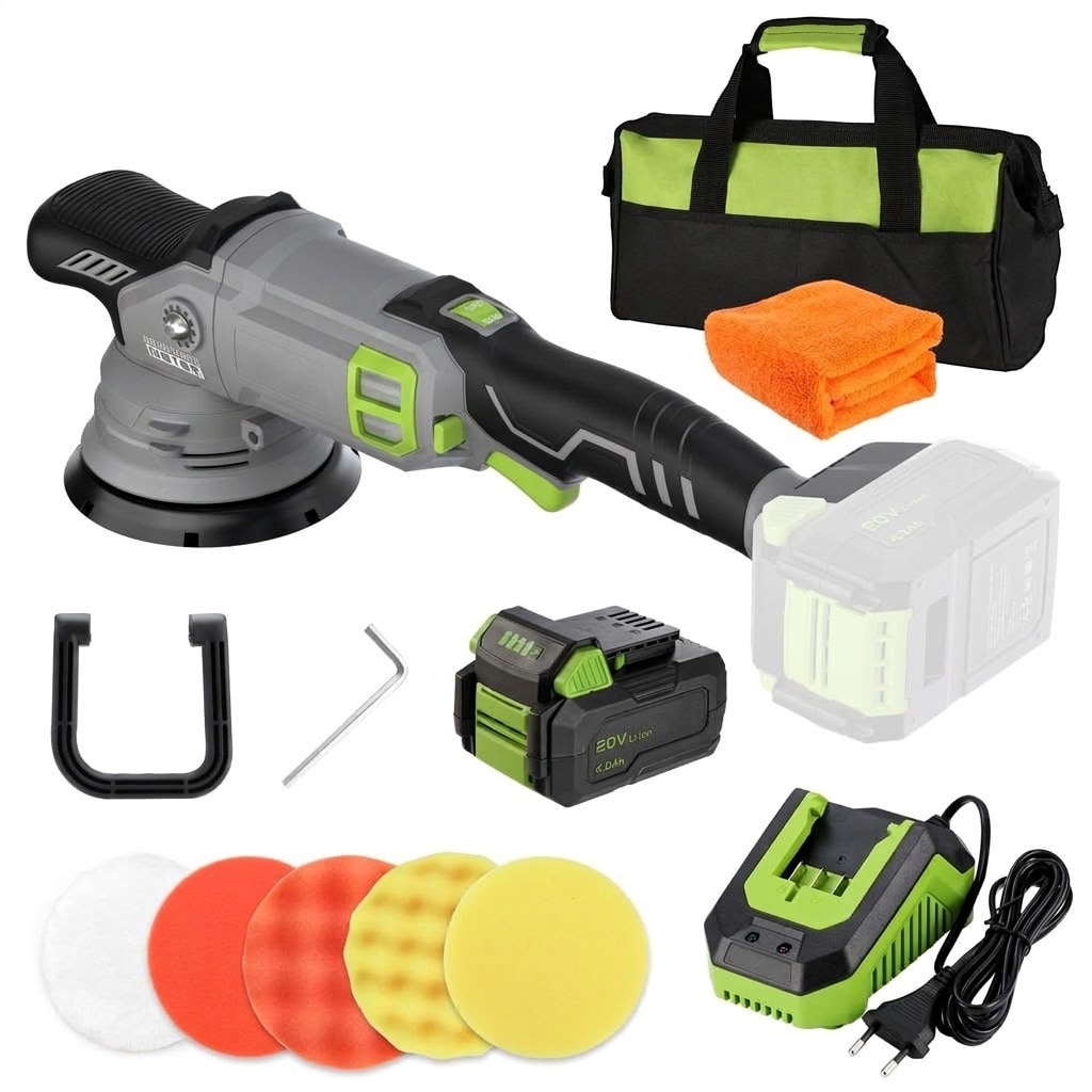 JVFCXXV  Cordless Car Buffer Polisher Kit 5 Inch Brushless Motor 7 Speed Random Orbital Polisher for Car Detailing Waxing Sanding Scratch Removal