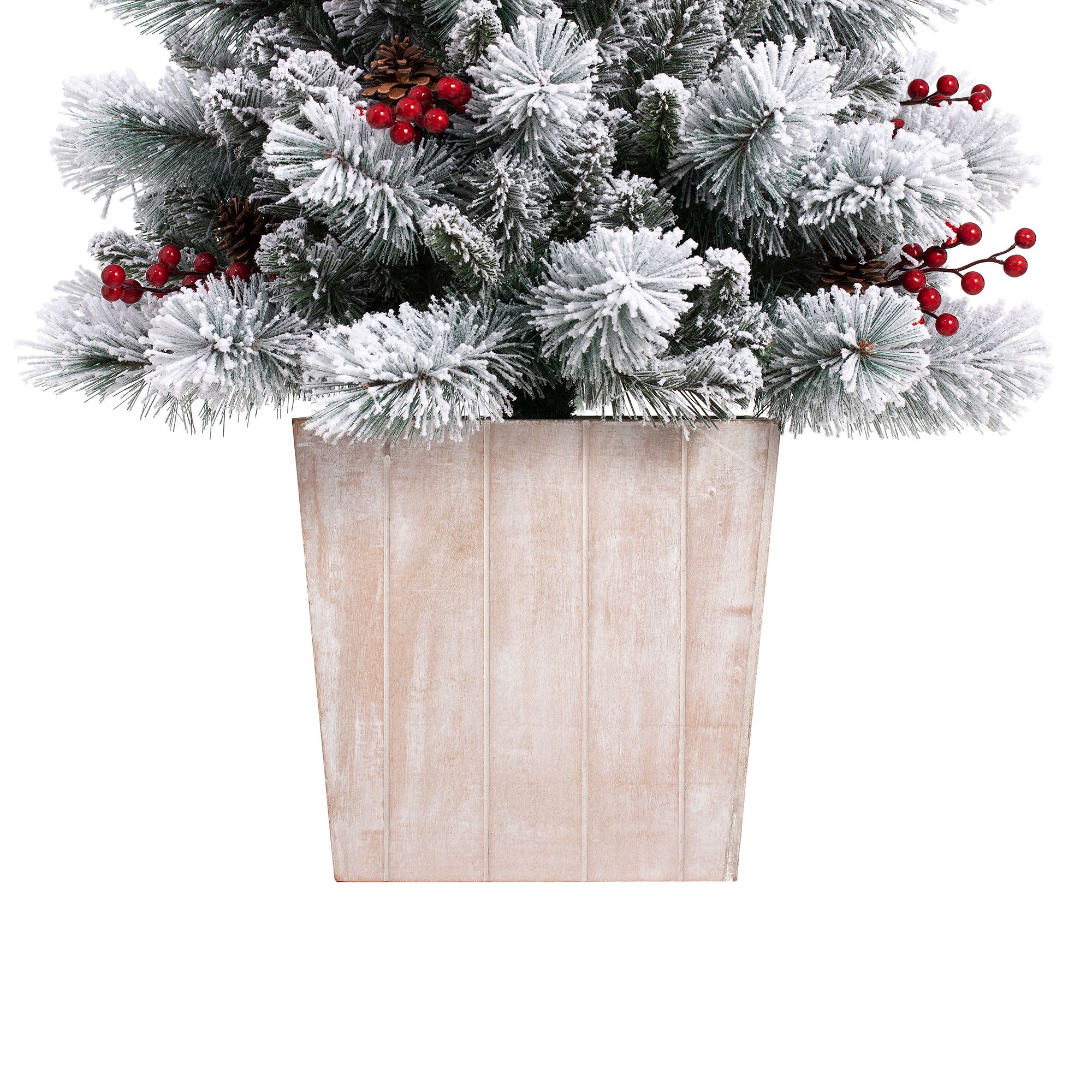 4ft Pre-Lit Frosted Ashcroft Fir Potted Christmas Tree with Red Berries