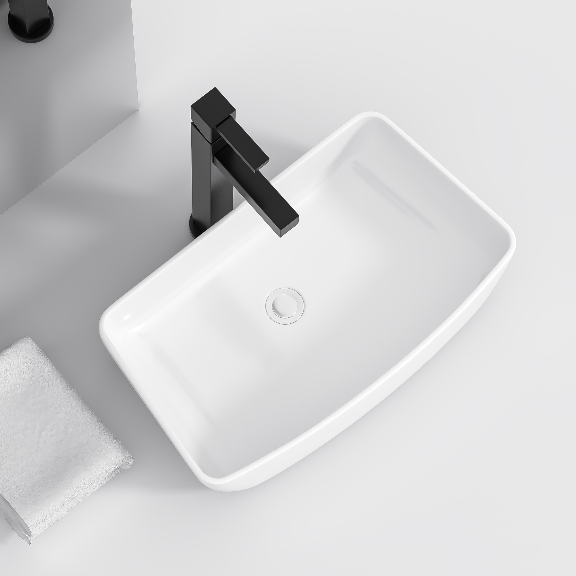 Lordear Porcelain vanity sink Ceramic Vessel Rectangular Modern White ...