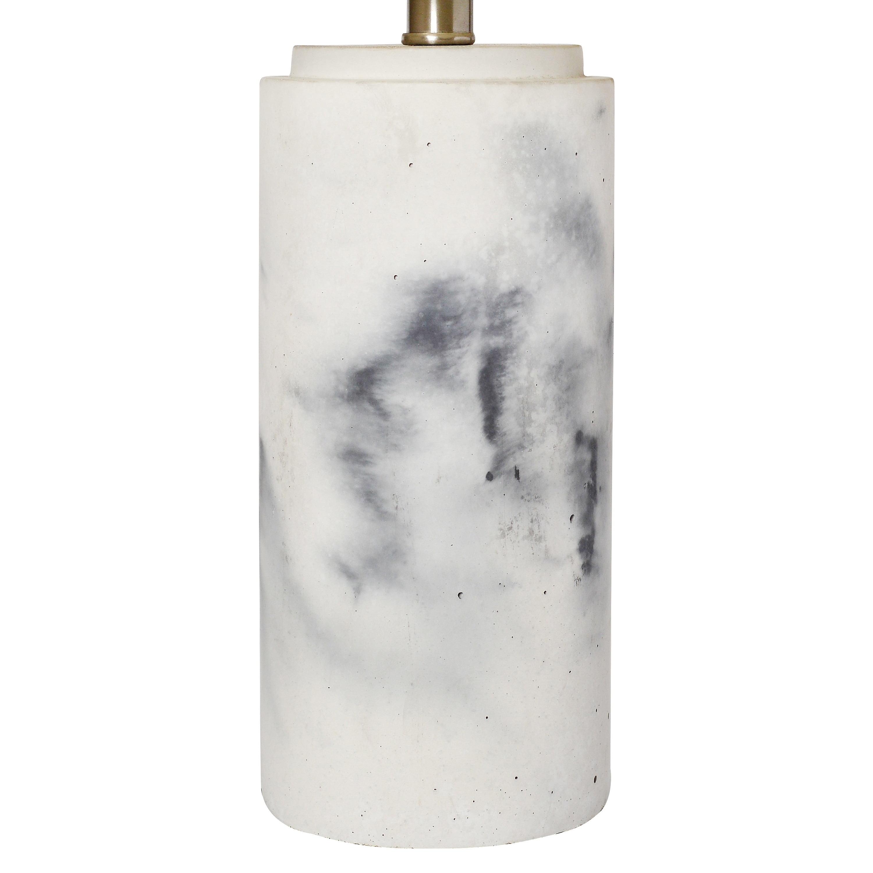 White Marbleized Cylinder Nightstand Lamp with Fabric Shade