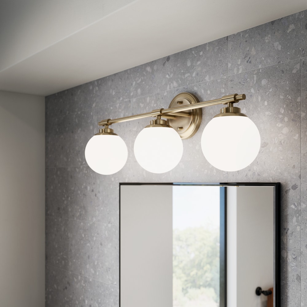 Kichler 55172CPZ Benno 24.5-in 3 -Light Brass Industrial Vanity light