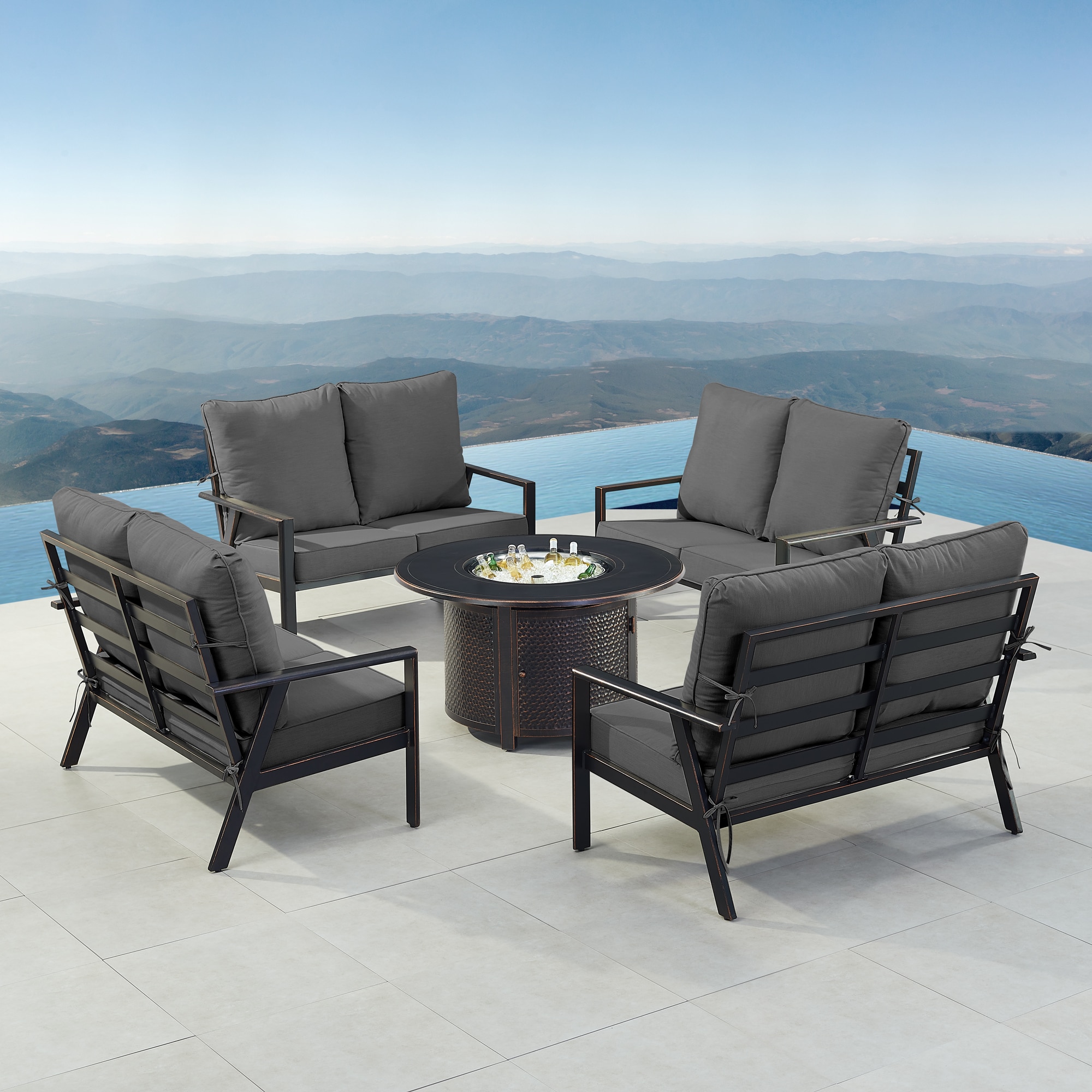 Oakland Living LUX4LSMATERABKCU Patio-Conversation-Sets - View #3