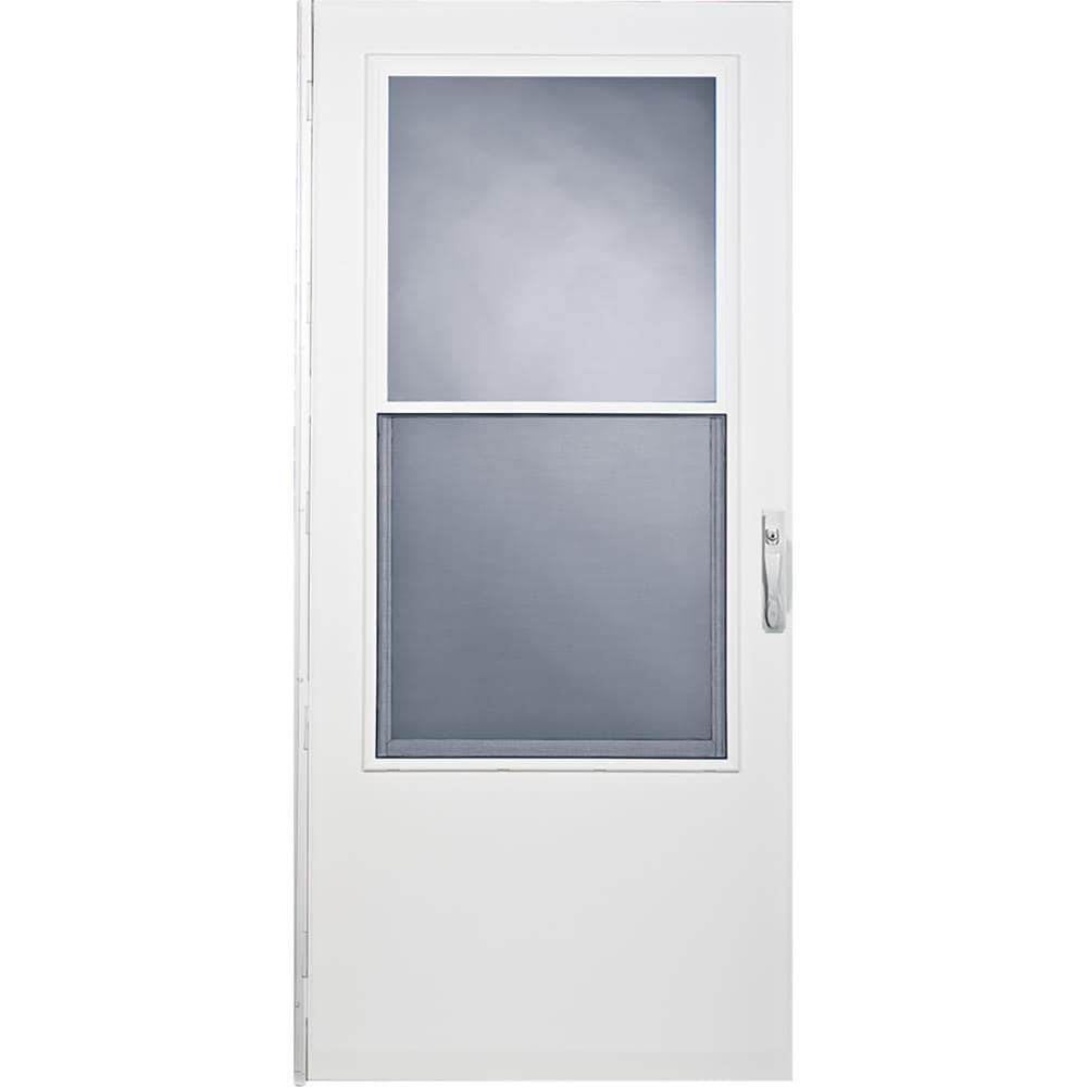 West Point 30-in x 78-in White Mid-view Self-storing Wood Core Storm Door with White Handle | - LARSON 37098315