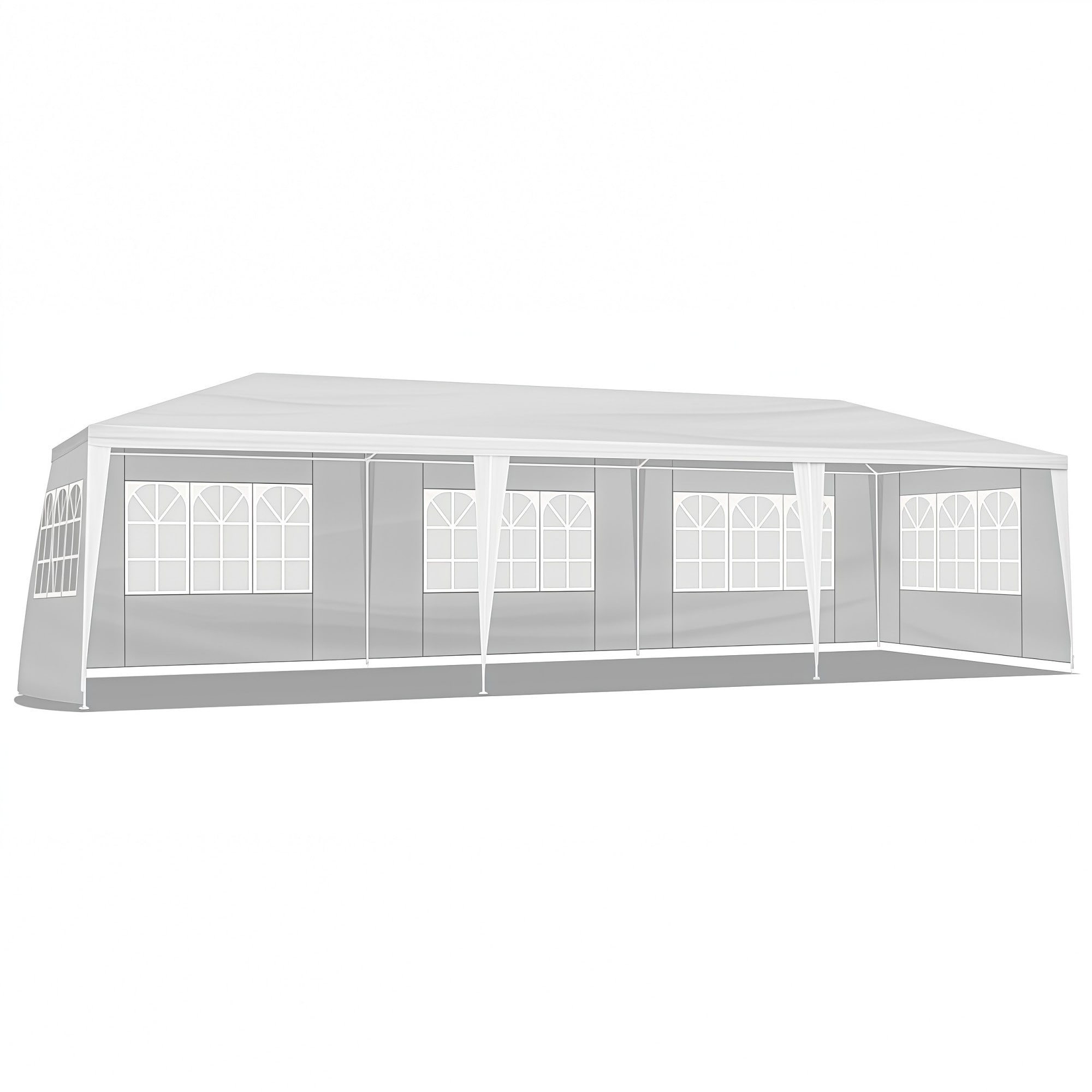 Numhew 10ft x 30ft 8-Removable-Sidewall White Outdoor Party Tent