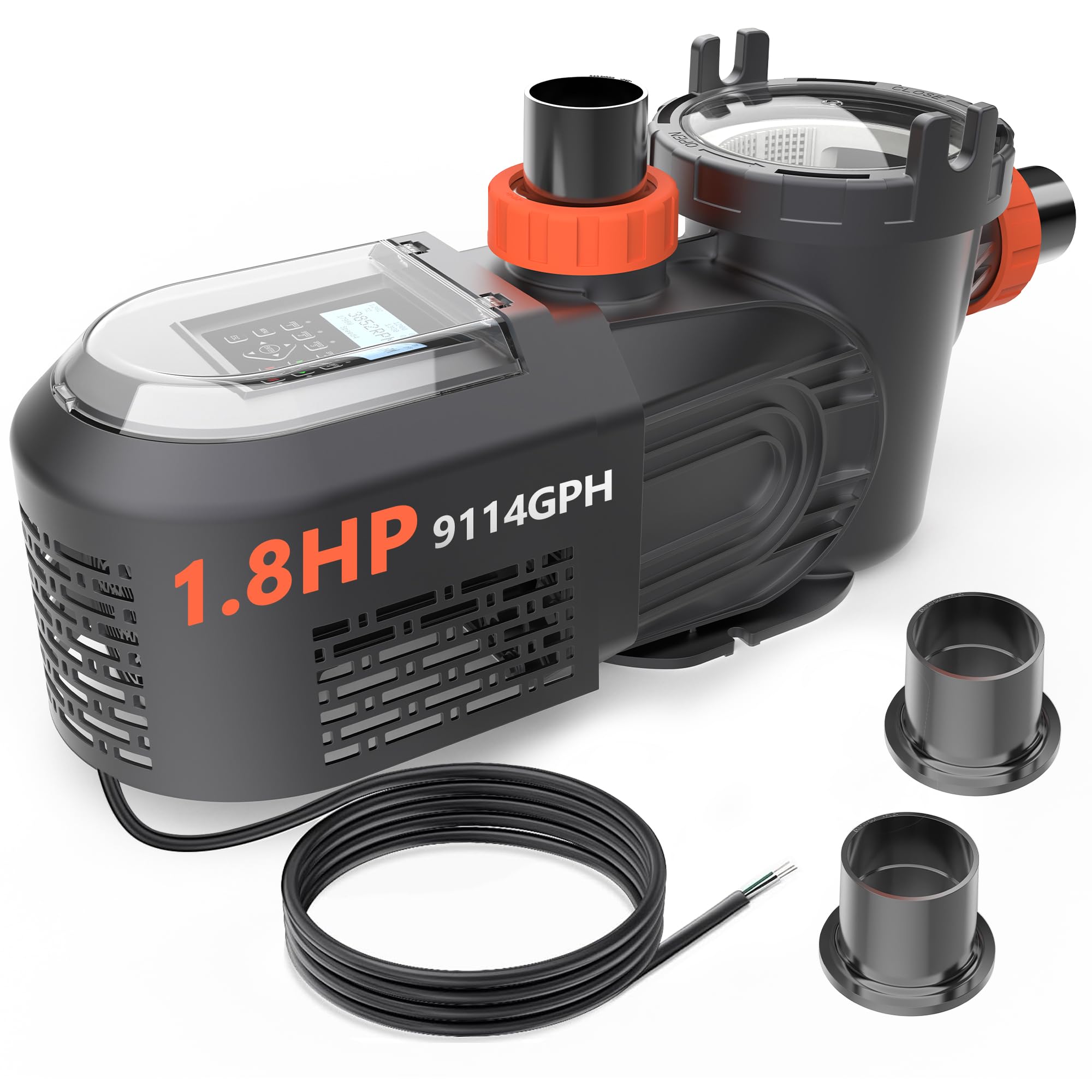 AKSCYZM  1 Point 8 HP Variable Speed Pool Pump for Above Ground and Inground Pools 9114 GPH 220V Energy Efficient Permanent Magnet Motor