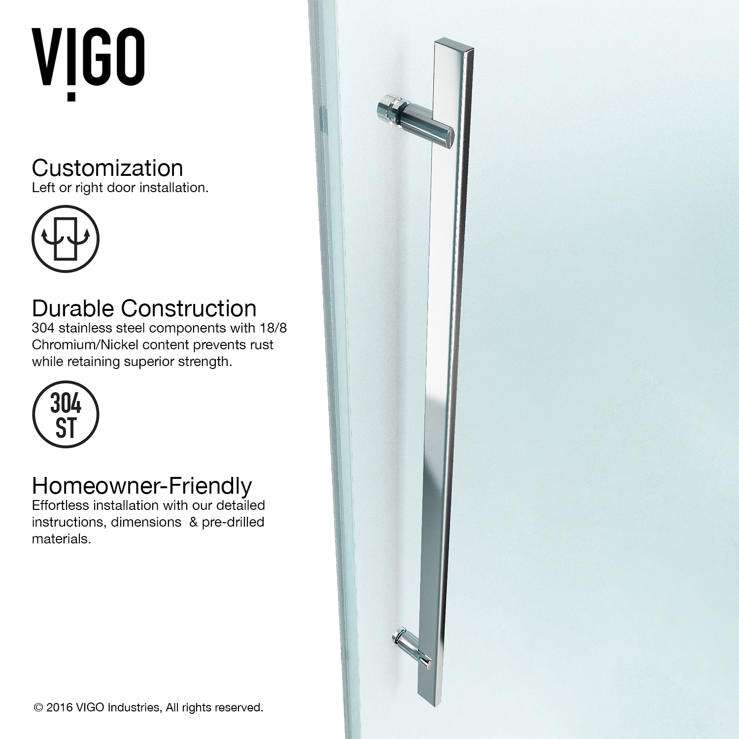 Luca 60" Frameless Sliding Shower Door with Clear Tempered Glass