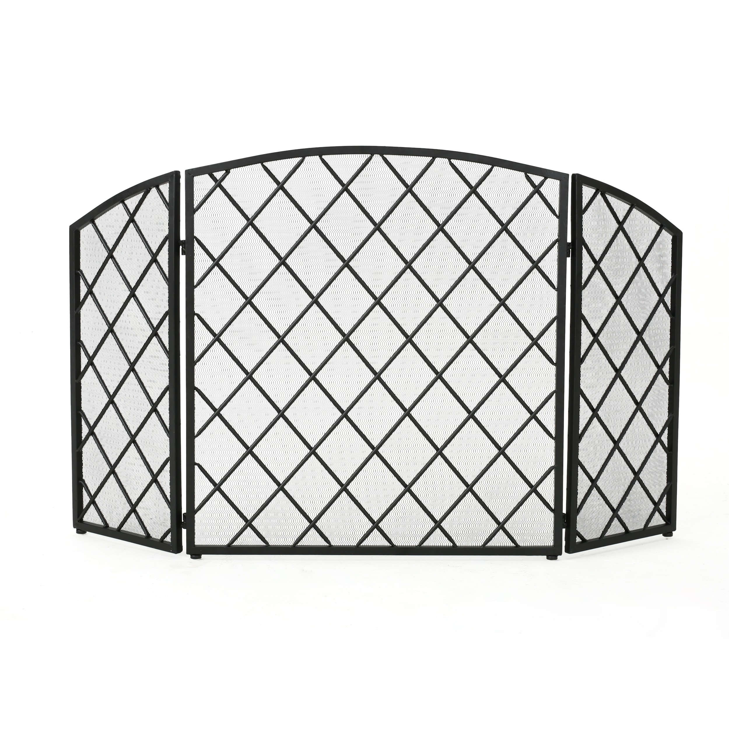 Best Selling Home Decor 301550 53.2-in Black Iron 3 -Panel Arched Fireplace Screen
