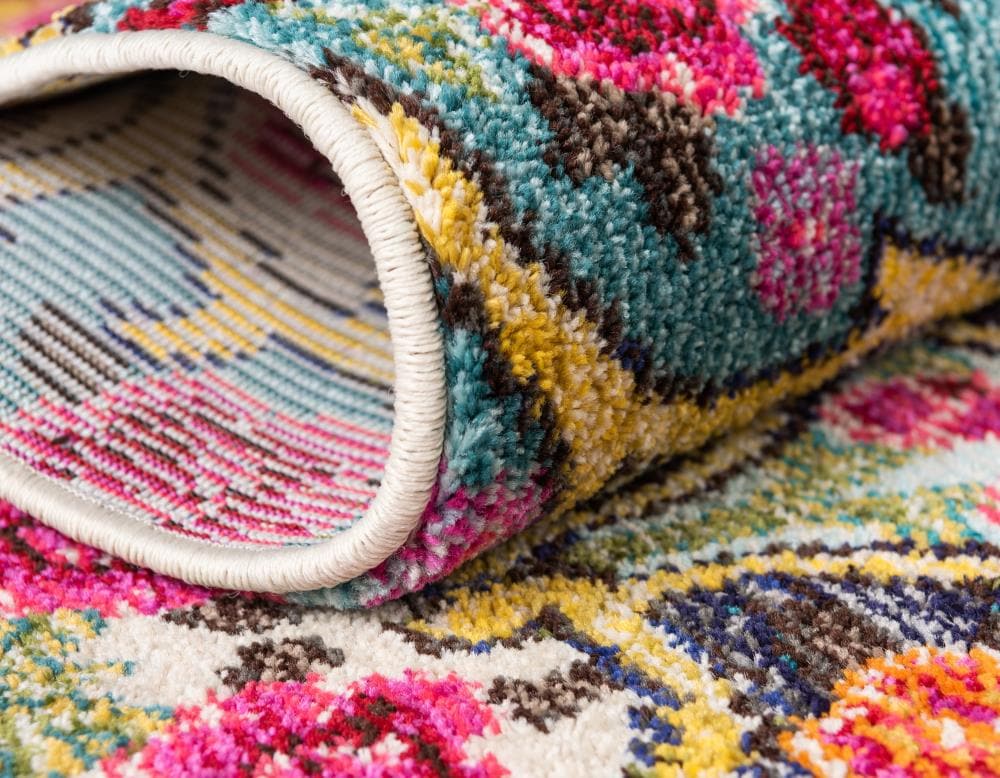 8' x 10' Blue Multi-Color Synthetic Bohemian Area Rug