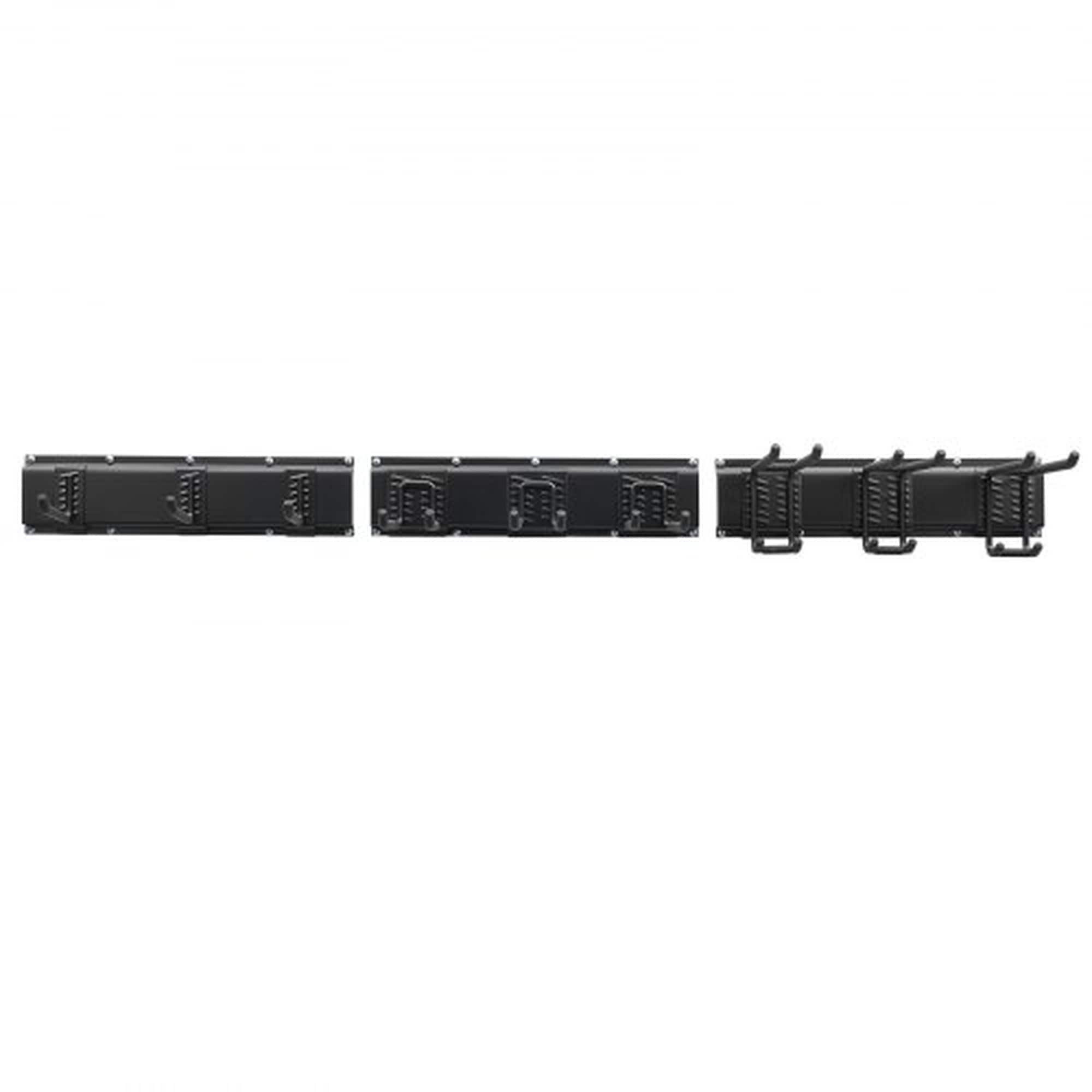 Numhew 49.5 in 3-Rail 9-Hook Black Garage Tool Organizer
