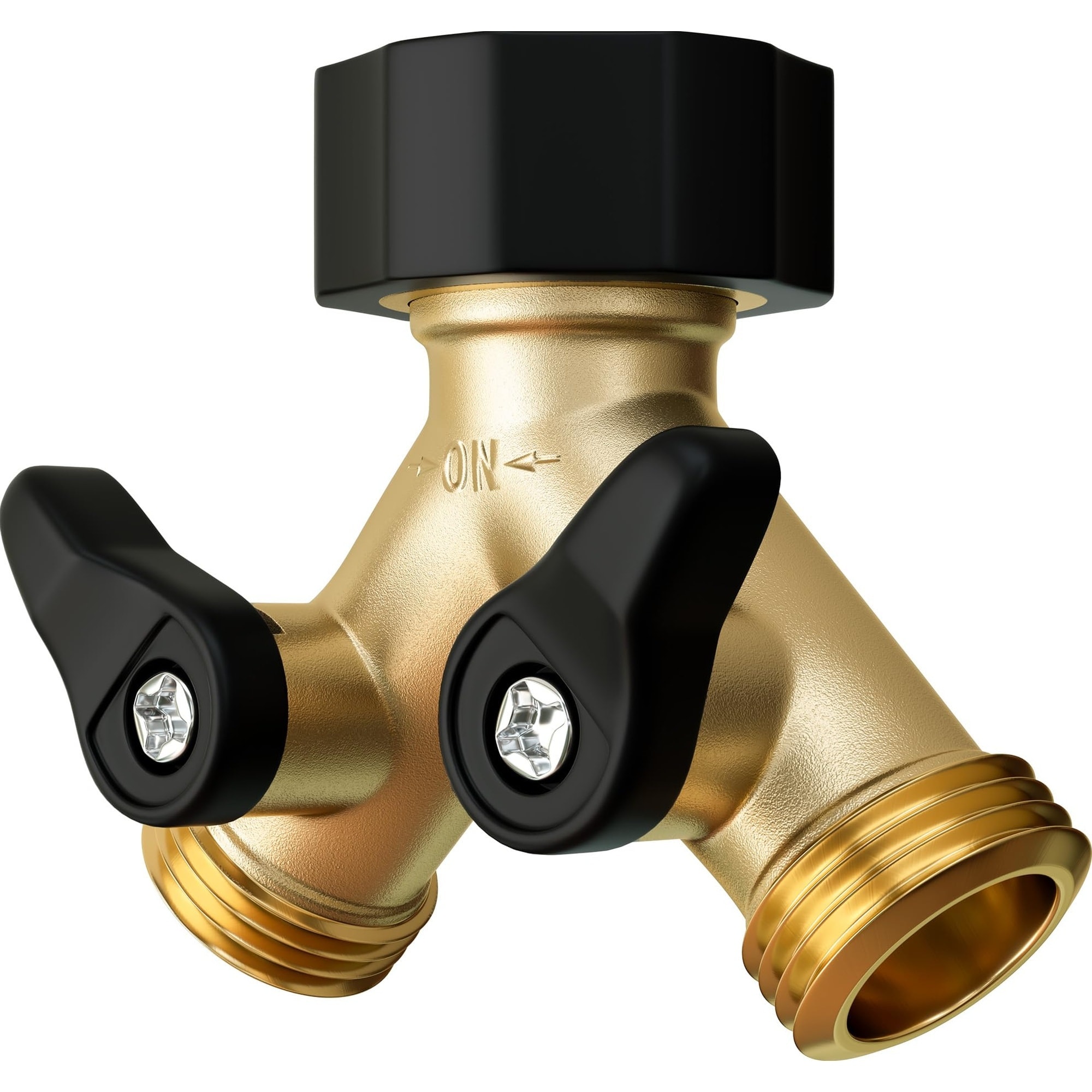 Numhew - 3.3in L 1.9in W 2.6in H 2-Way Brass Rust-Resistant Y Adapter Hose Splitter