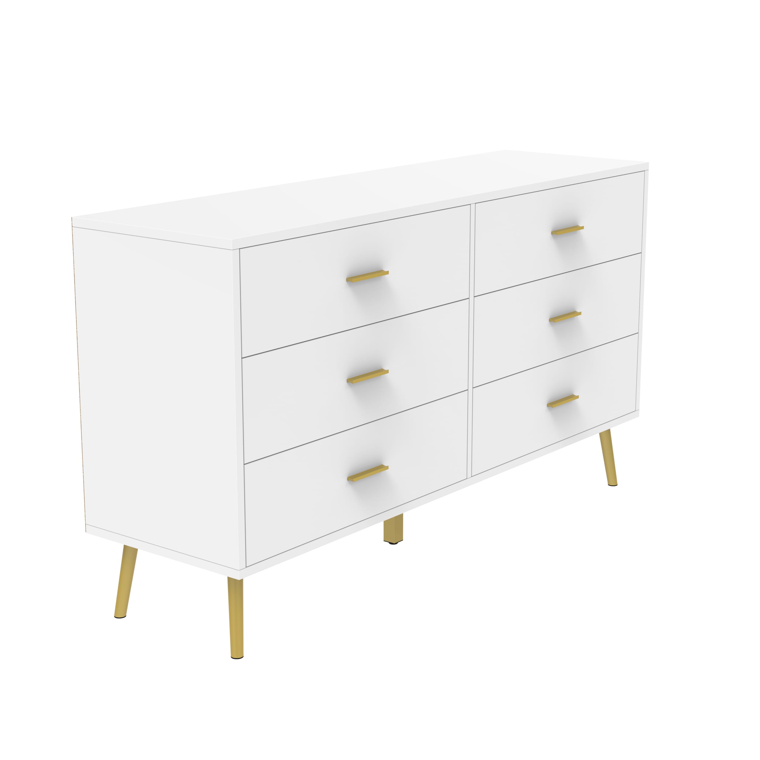 FUFU&GAGA Contemporary 6-Drawer Double Dresser with Gold