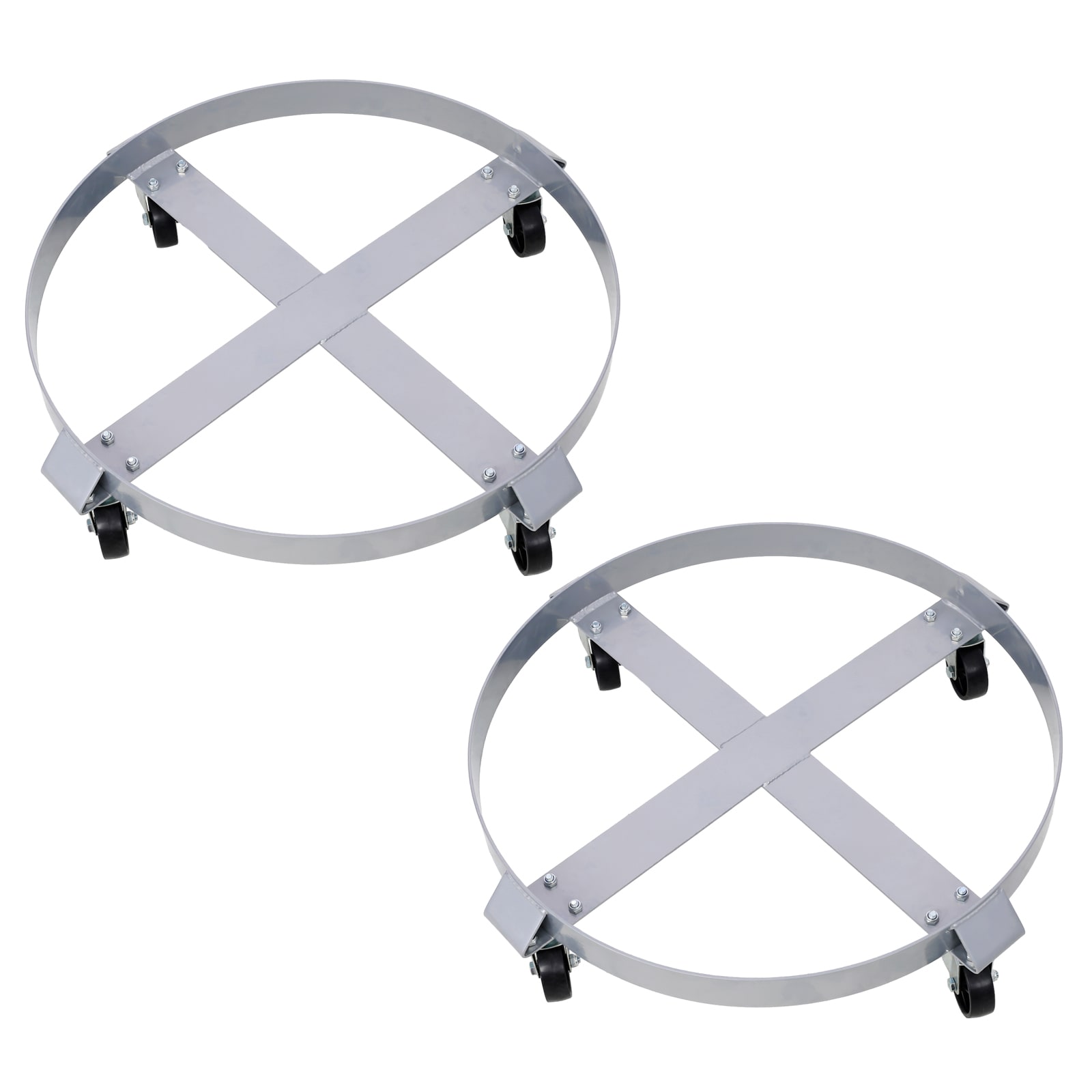 Tatayosi 2Pcs Drum Dolly for 55 Gallon DrumsBarrel Dolly with 4 Swivel Caster Wheels Heavy Duty Steel Frame Drum Cart with Brake for Workshops Factories Warehouses