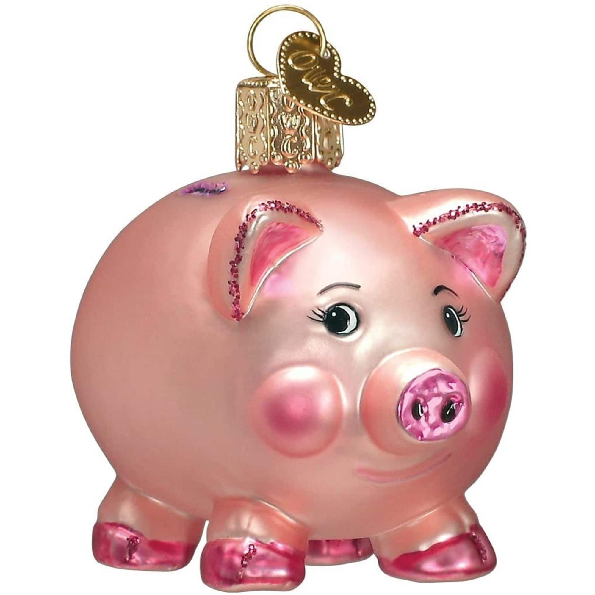 Old World Christmas 729343360618 Blown Glass Ornament for Christmas Tree - Piggy Bank