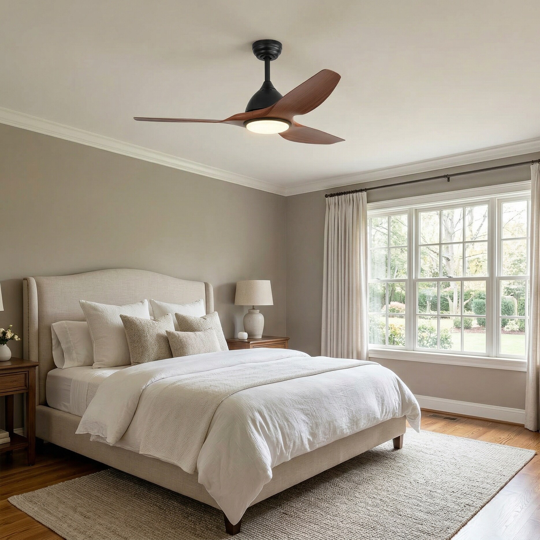 RCCFBHM 52-in Matte Black Ceiling Fan with Light Remote Control 3 ABS ...