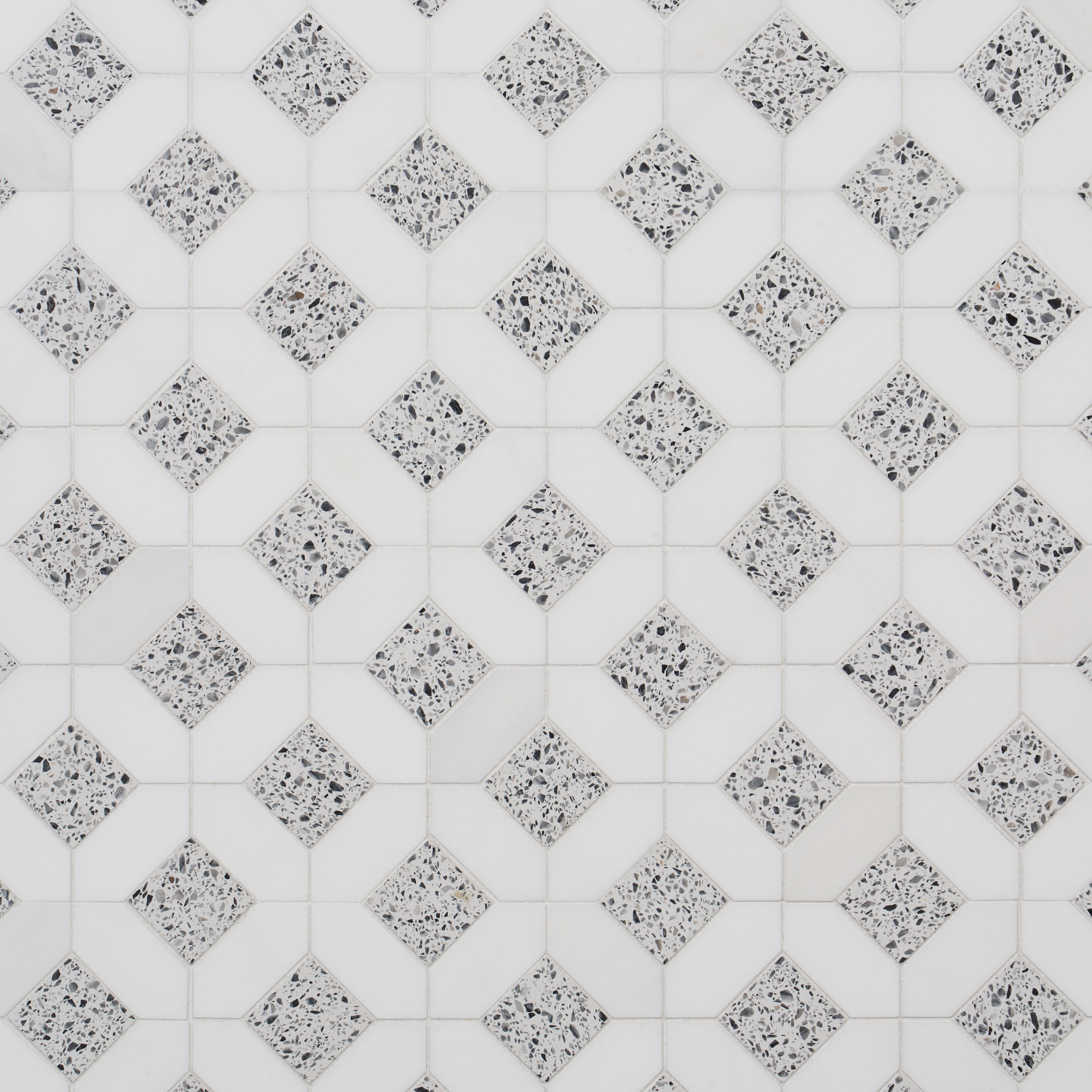 Artmore Tile EXT3RD109143 Luna Diamond Truffle White 12-in x 12-in Polished Natural Marble Diamond Mosaic Floor and Wall Tile ( 1.0-sq ft Piece )