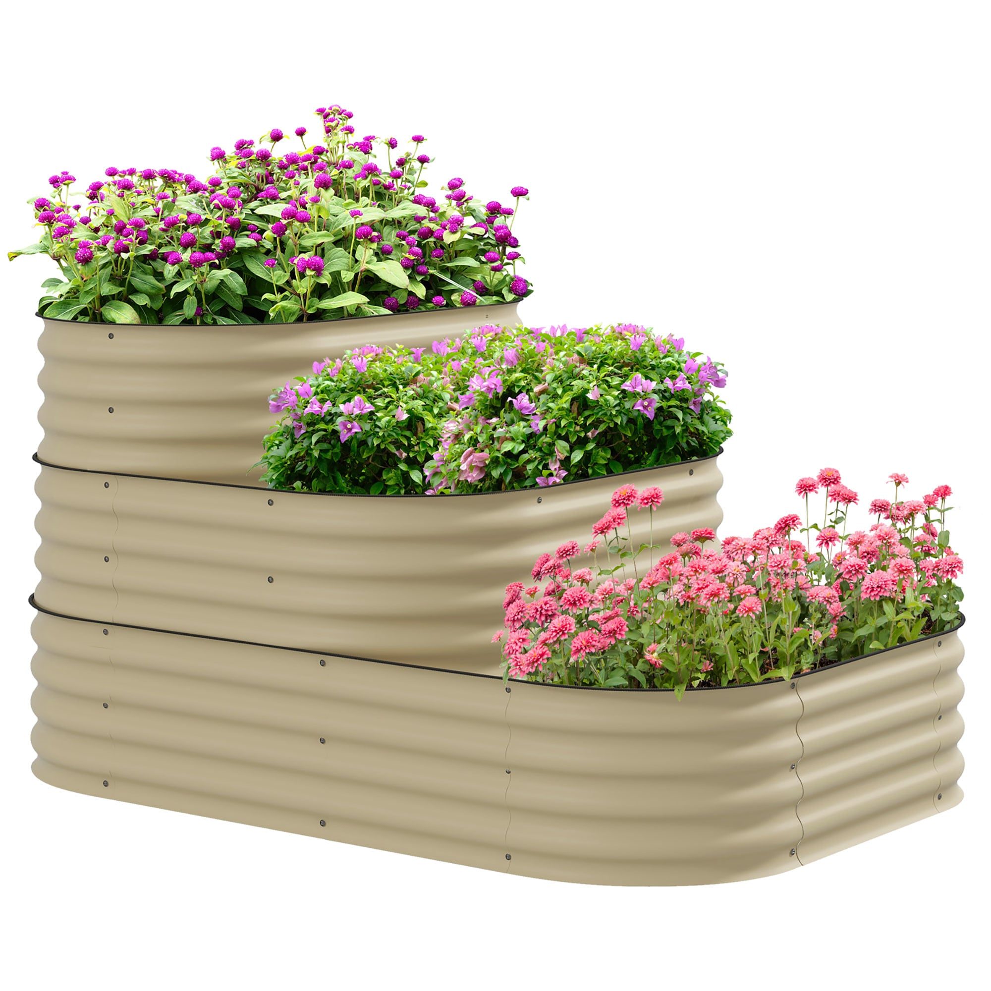 Zeus & Ruta BL04RGB-11 49.37-cu ft 43-in W x 62.25-in L x 32.25-in H Cream White Metal Raised Garden Bed