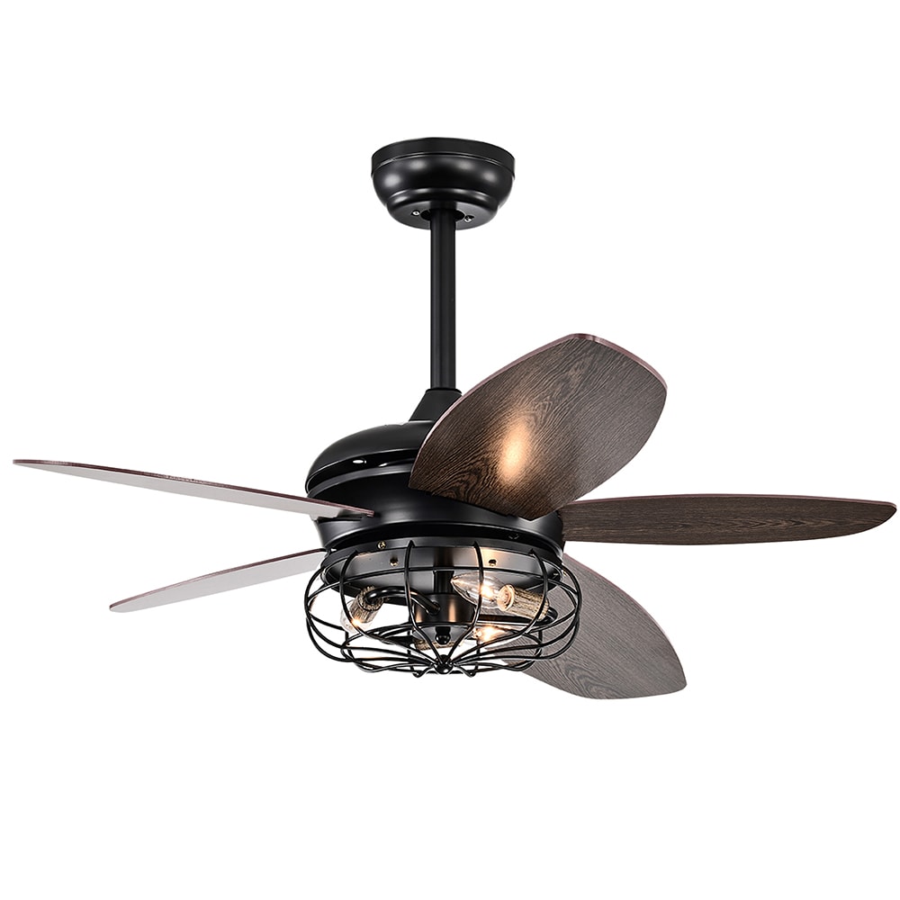Sunrinx MG39-1-64L 52-Inches Brown with Brown Blades Indoor/Outdoor Downrod mount Standard Ceiling Fan With Light and Remote ( 5 -Blade)