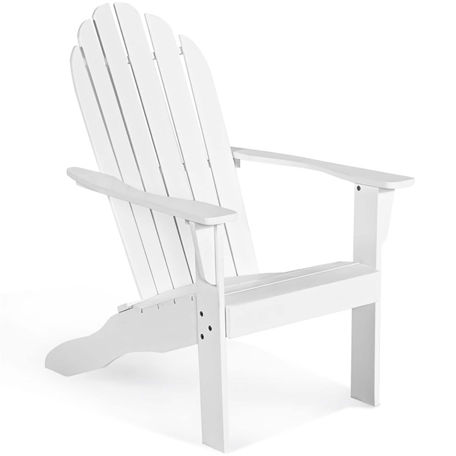 GZMR GM-EF-89673 Acacia Wood Outdoor Adirondack Chair White Wood Frame Stationary Adirondack Chair with Solid Seat