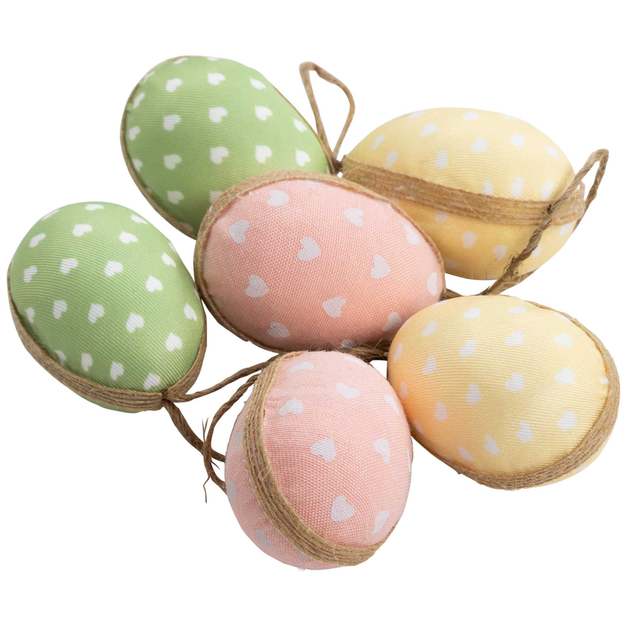 Northlight Fabric Pastel Easter Egg Ornament Decorations - 5.75 inch - Set of 6