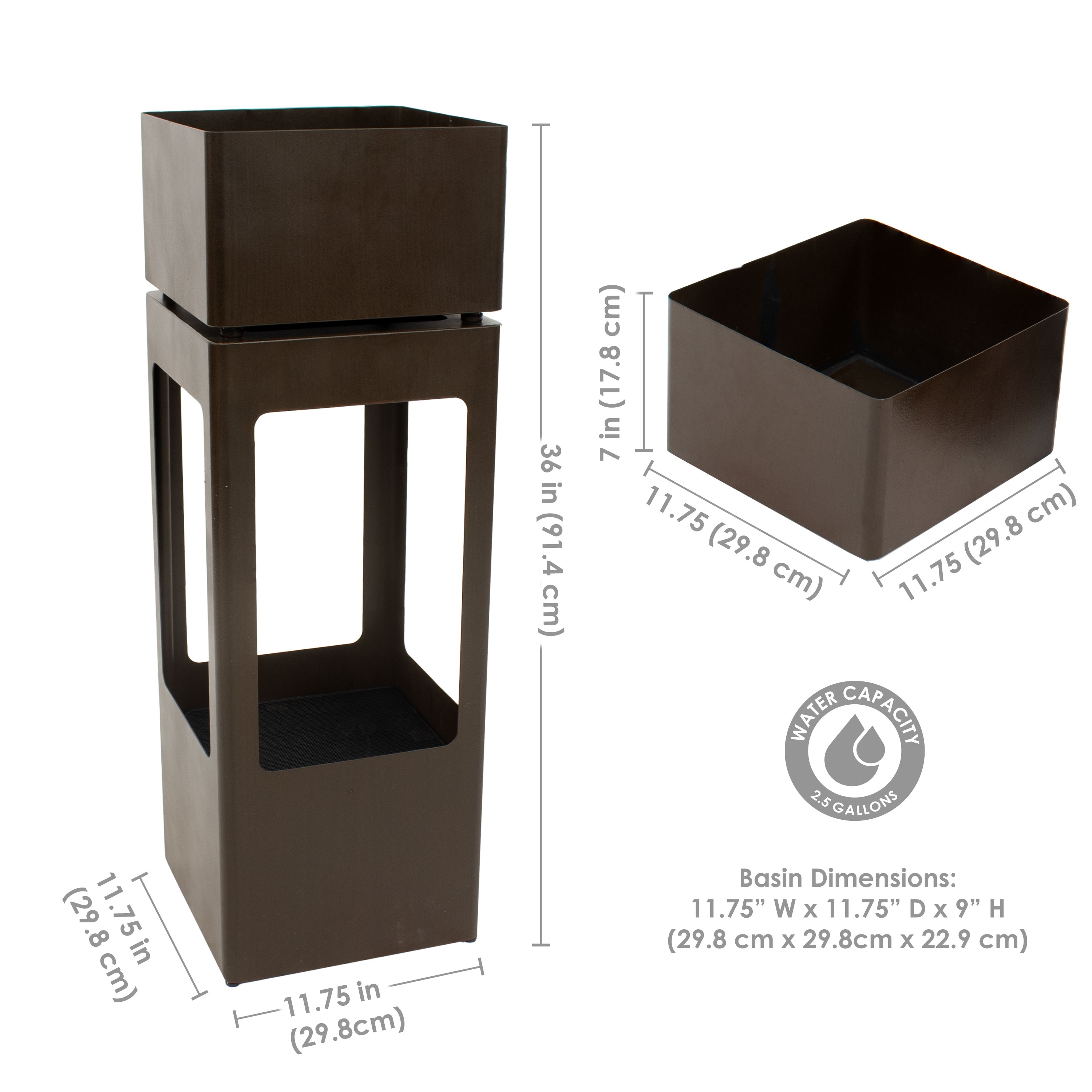 Serene Showers 36" Tall Zinc Outdoor Water Fountain with LED Lights