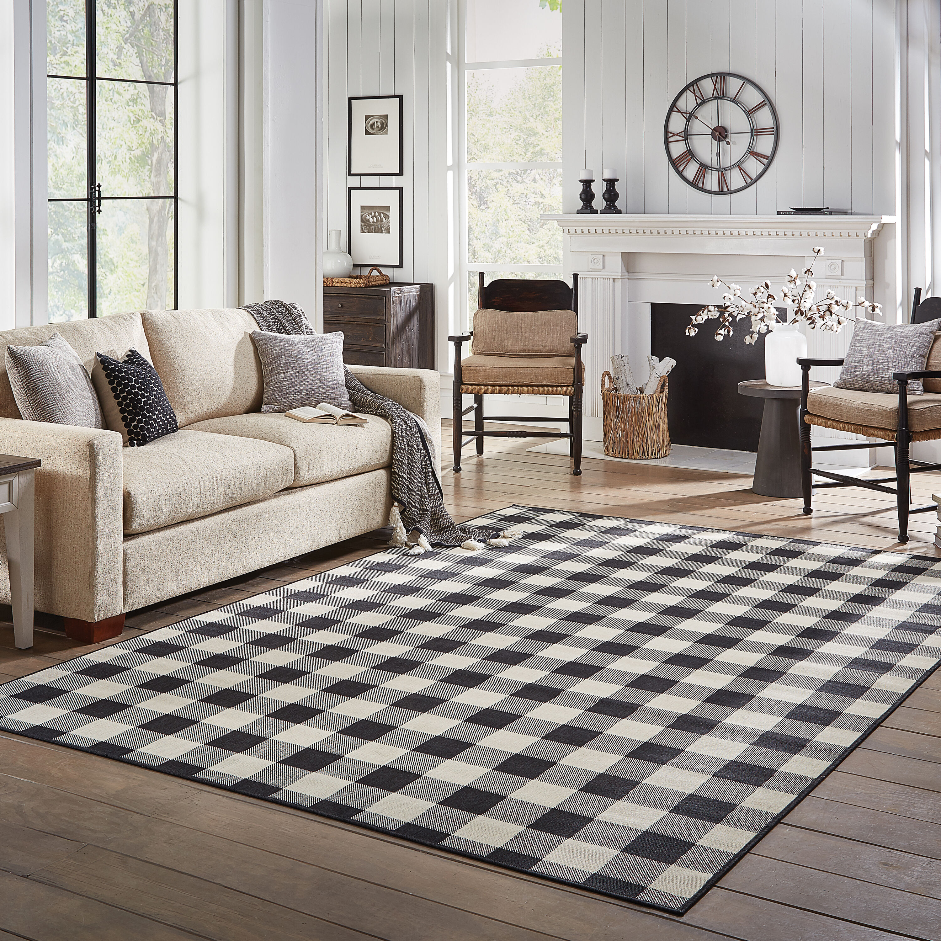 Archer Lane 193MAI2K3L Parkfields 2 x 8 (ft) Flatweave Polypropylene Black Rectangular Indoor/Outdoor Geometric Runner rug