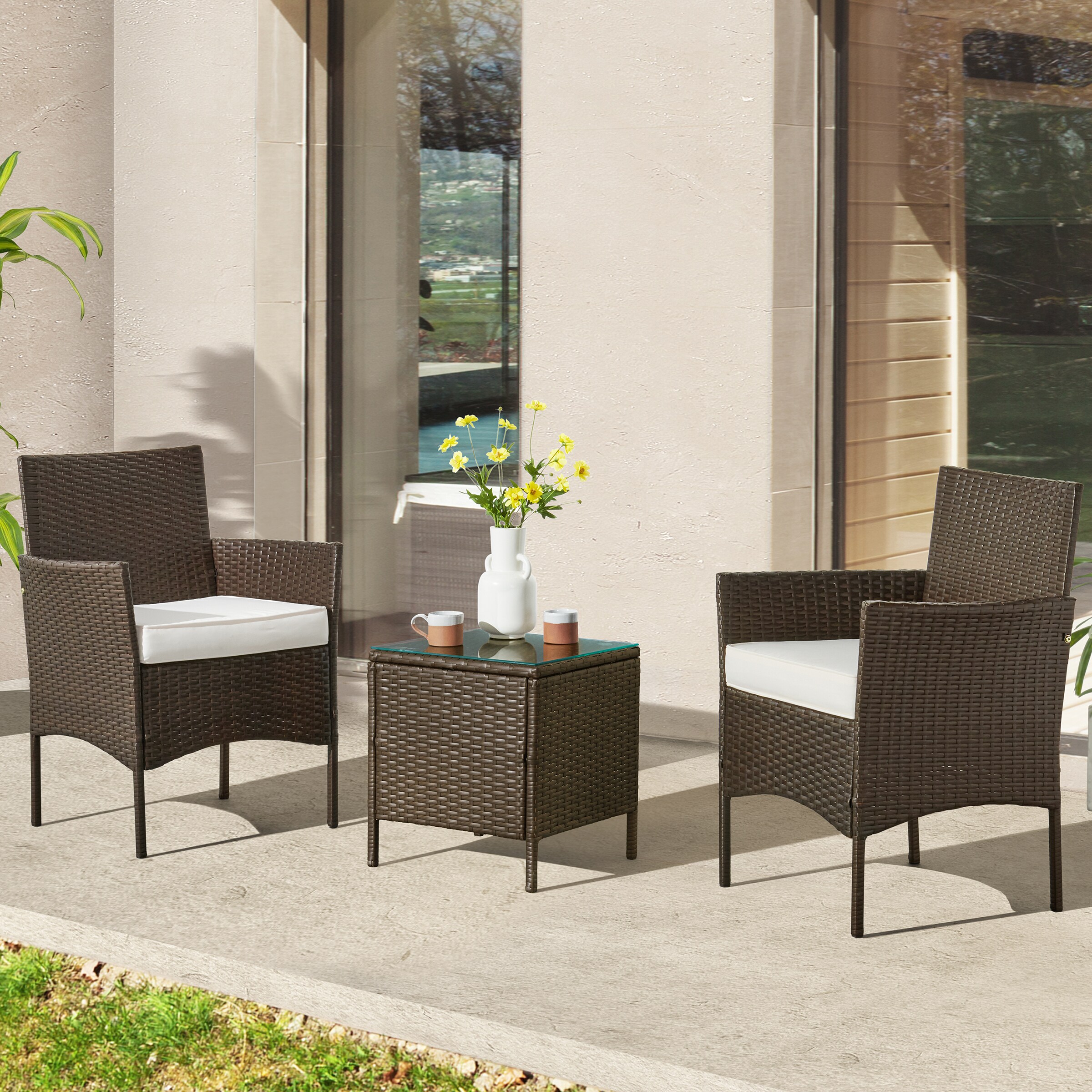 Lavish Home 80-OUTD-WK-CUSHCHTBL Patio-Conversation-Sets - View #8