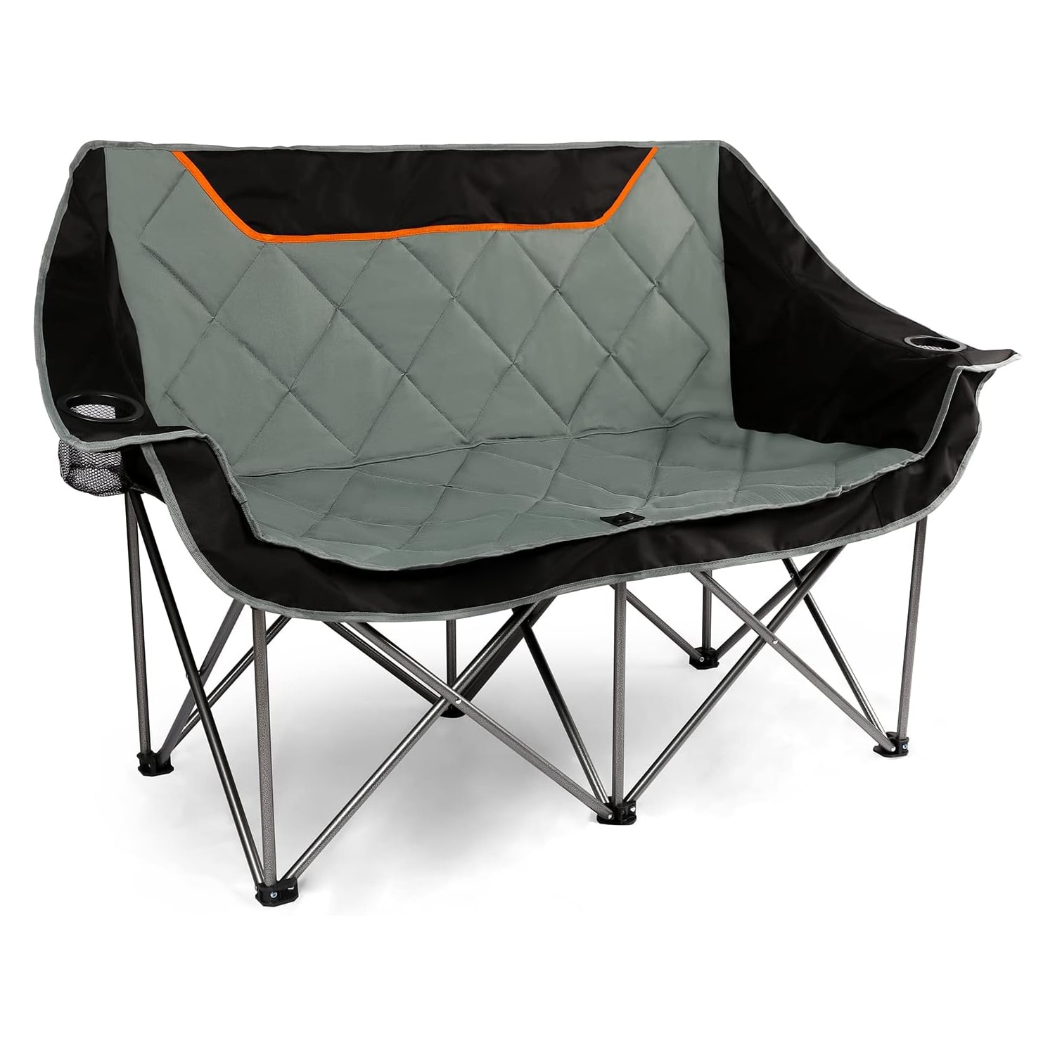 Etokfoks  Oversized Fully Padded Camping Chair Folding Loveseat Camping Couch Double Duo Chair Heavy Duty Quad Fold Arm