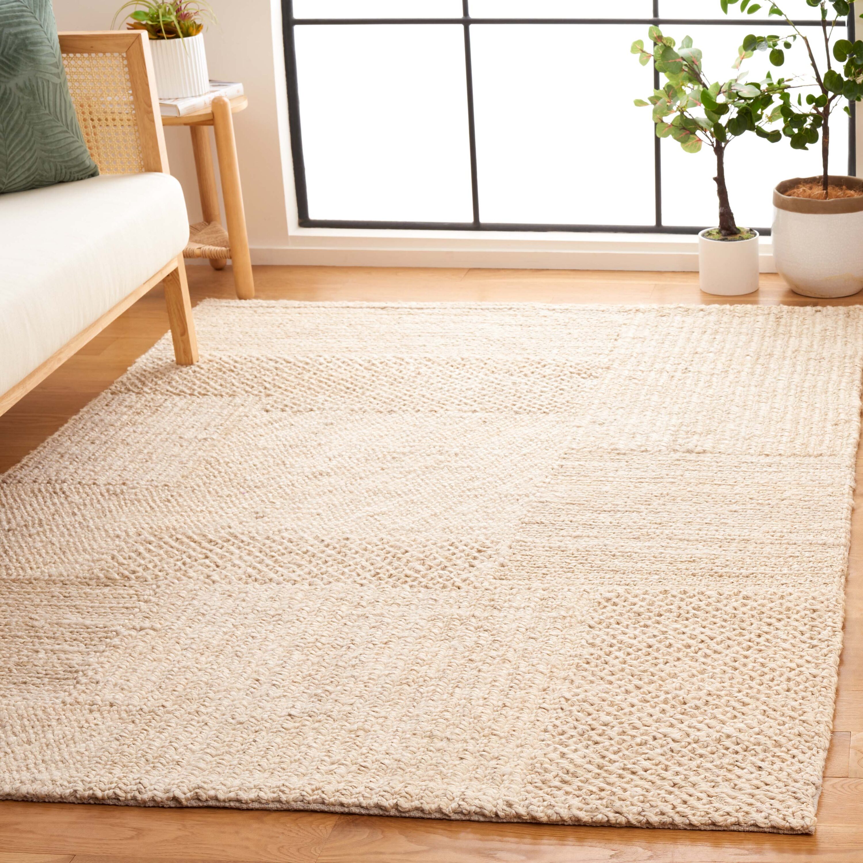  Natural Fiber 554 Bleach/Ivory Natural Fiber 4ft x 6ft Small Rectangle Rug
