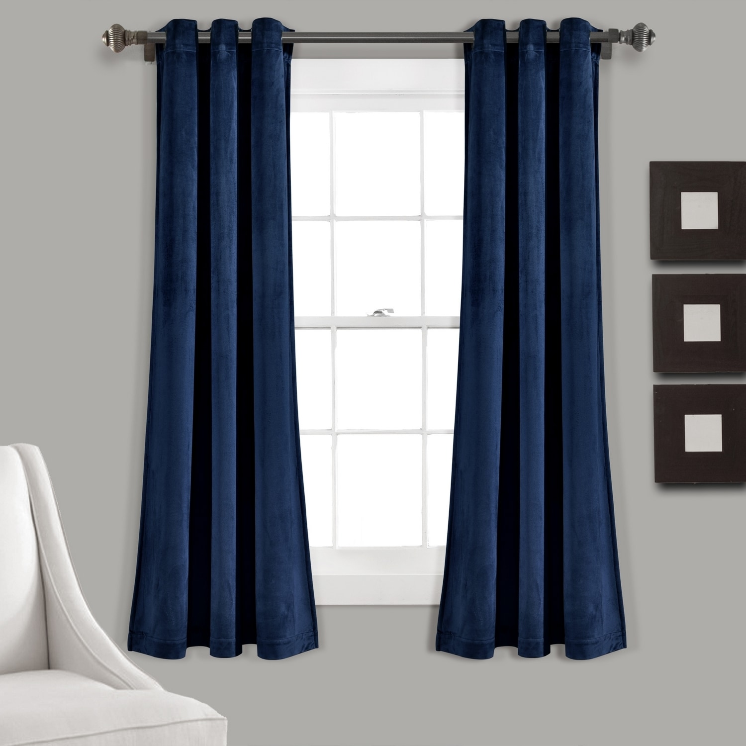 Lush Decor 16T006207 63-Inches Navy Light filtering Grommet Curtain panel pair