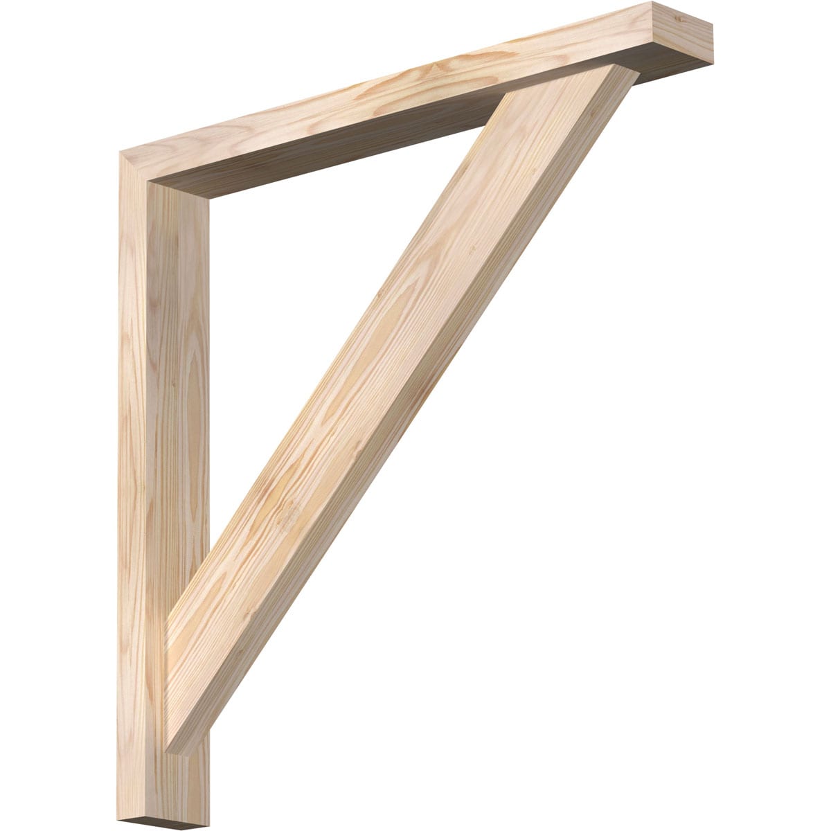 Ekena Millwork 1465026 Traditional Block Smooth Bracket with Offset Brace 3-1/2-in x 26-in x 26-in Douglas fir Brown Wood Standard bracket