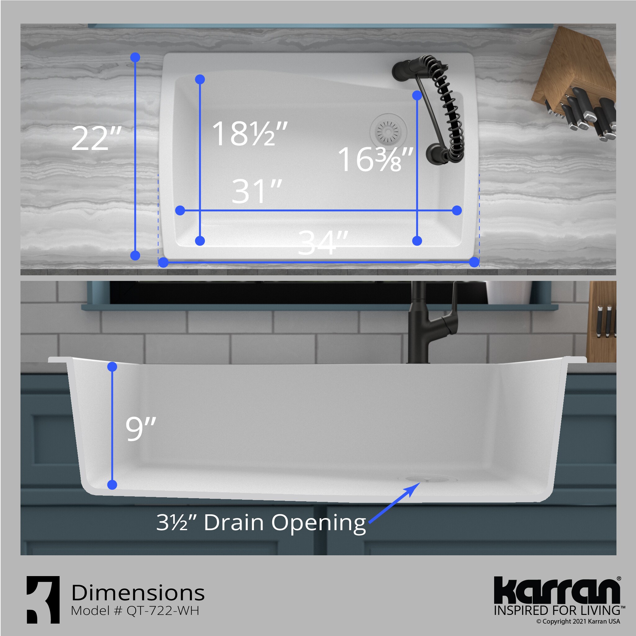 Karran QT-722-WH-PK1 Kitchen-Sinks - View #9