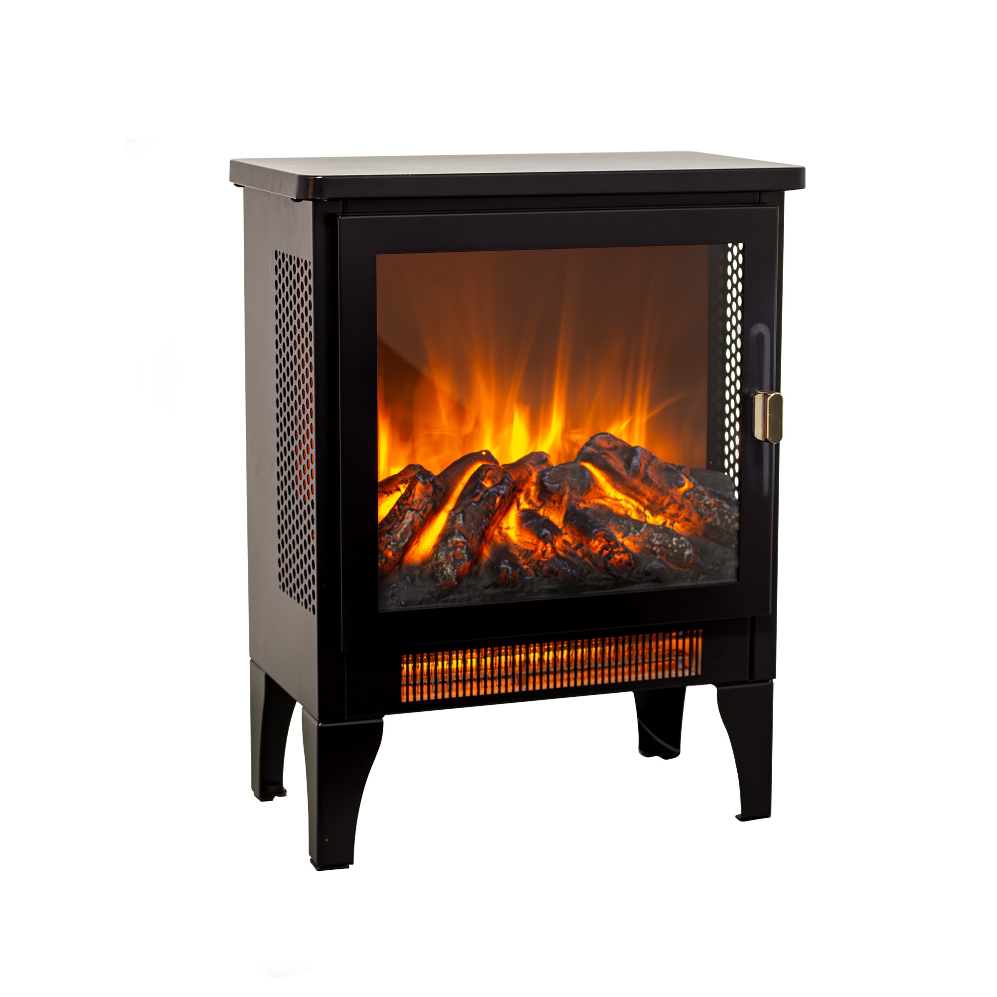 Mondawe 15-in W Black Free standing Infrared quartz Corner or Flat Wall Electric Fireplace