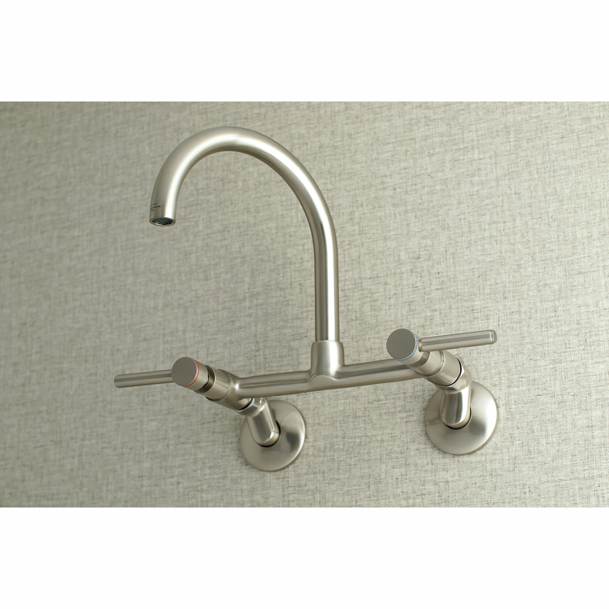 Kingston Brass WLKS814SN Concord Brushed Nickel Double Handle Wall-mount Kitchen Faucet
