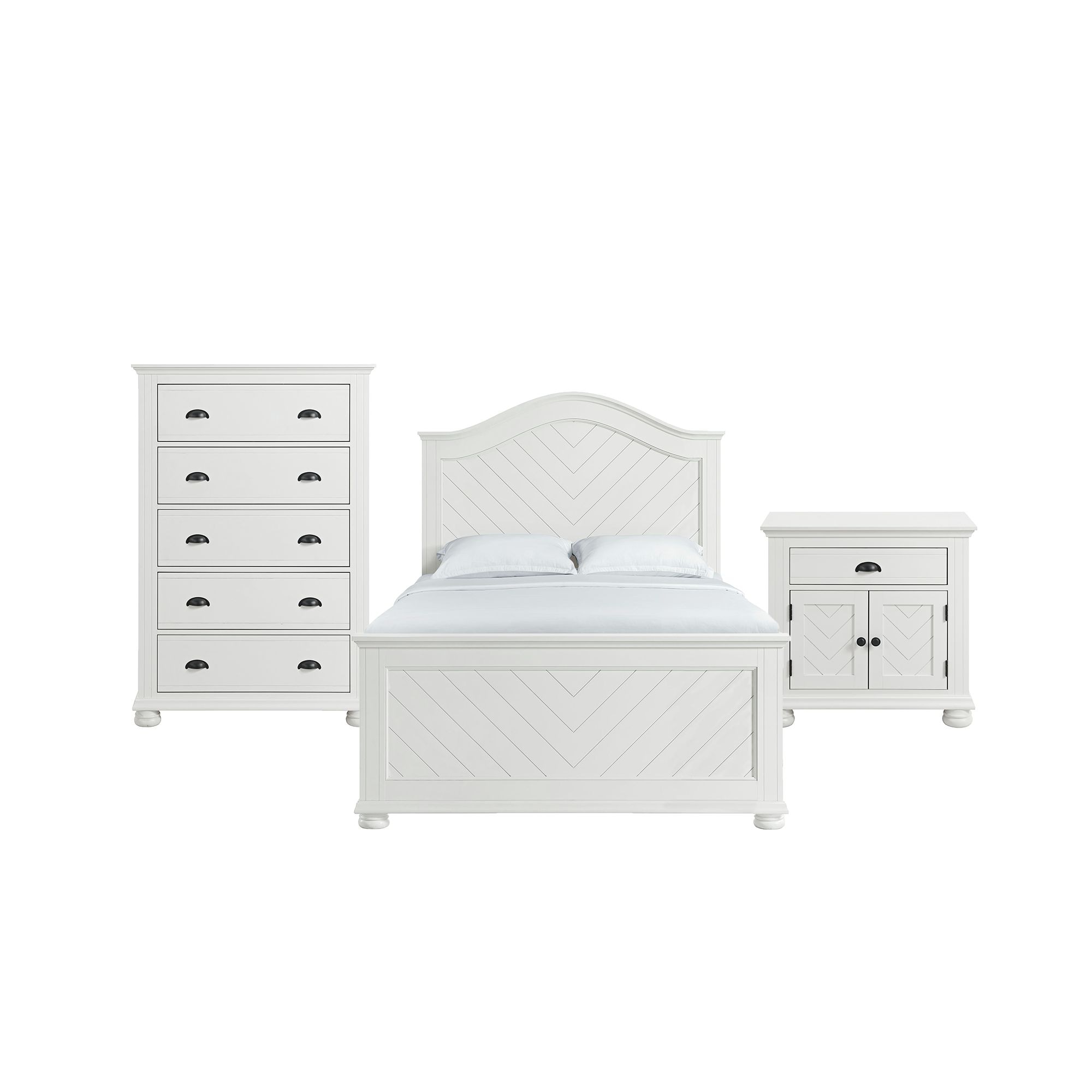 Picket House Furnishings B-9340-7-FB-3PC Conaughey White Full Bedroom Set