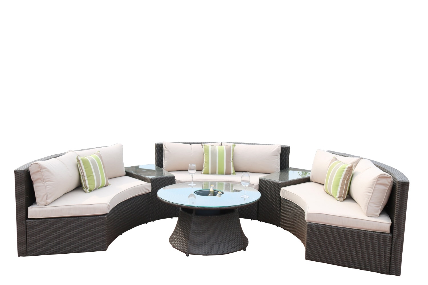 Direct Wicker DWS-1205B-BLACK Geo 6 -Piece Wicker Patio Conversation Set with Tan Cushions